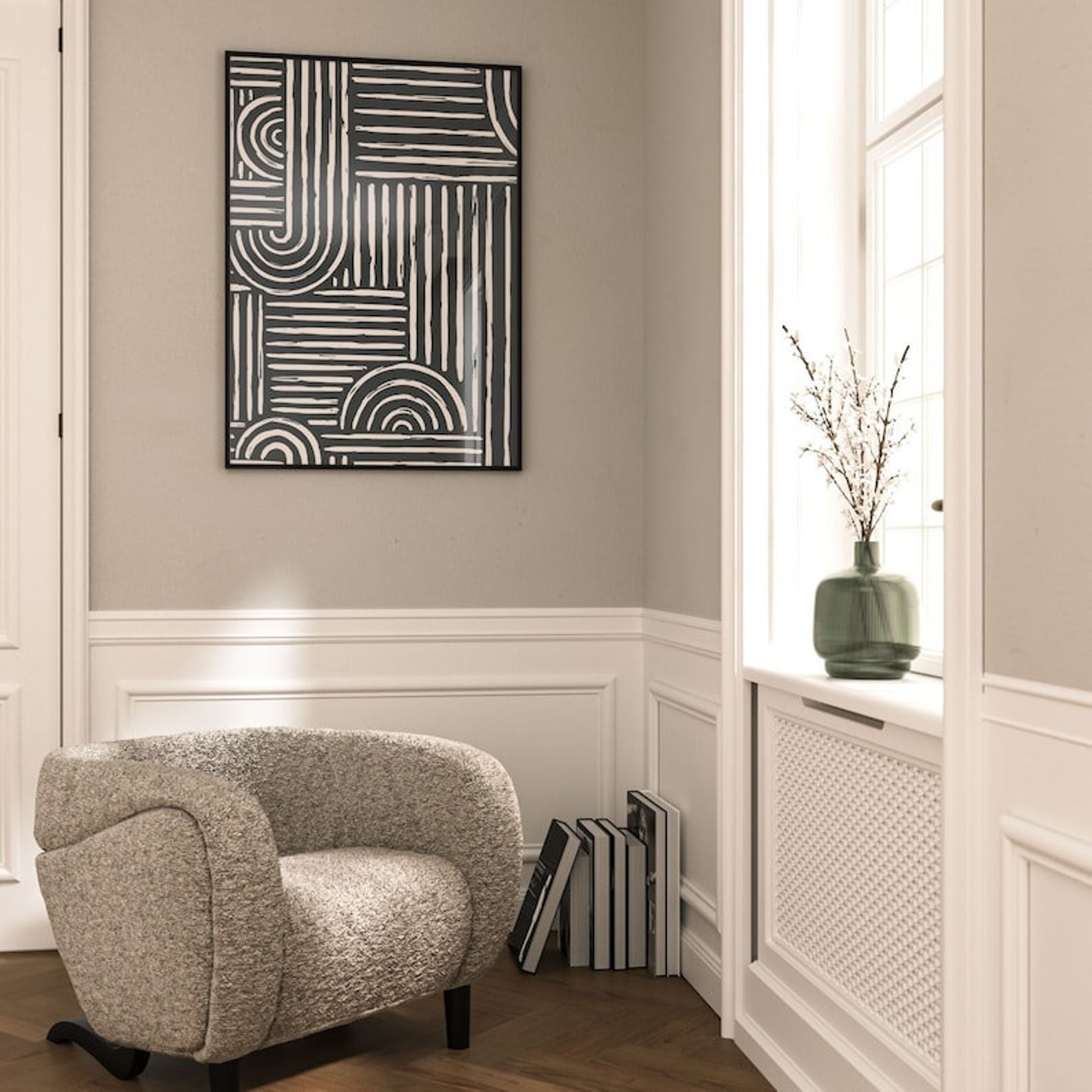 Minimalist Art White & Black Painting