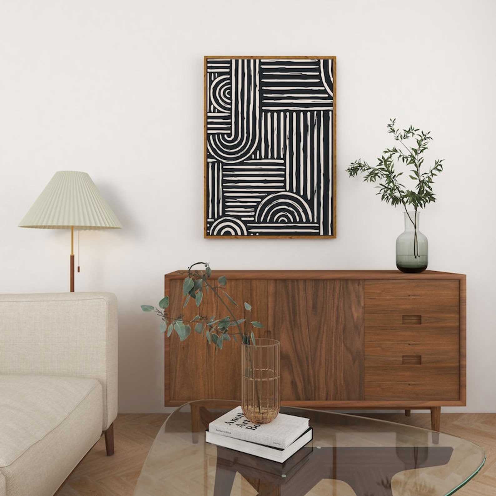 Minimalist Art White & Black Painting