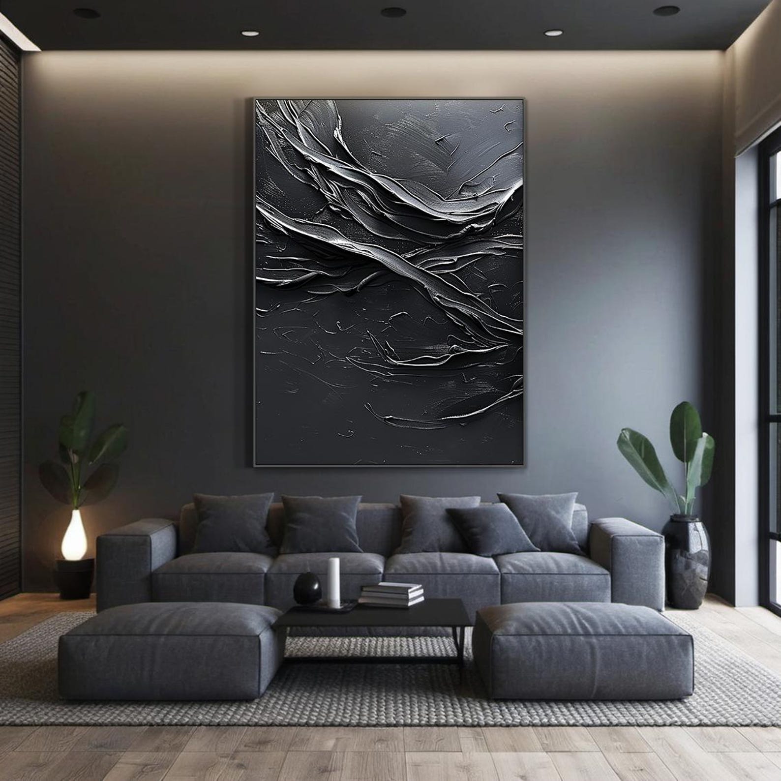 Original black minimalist abstract art