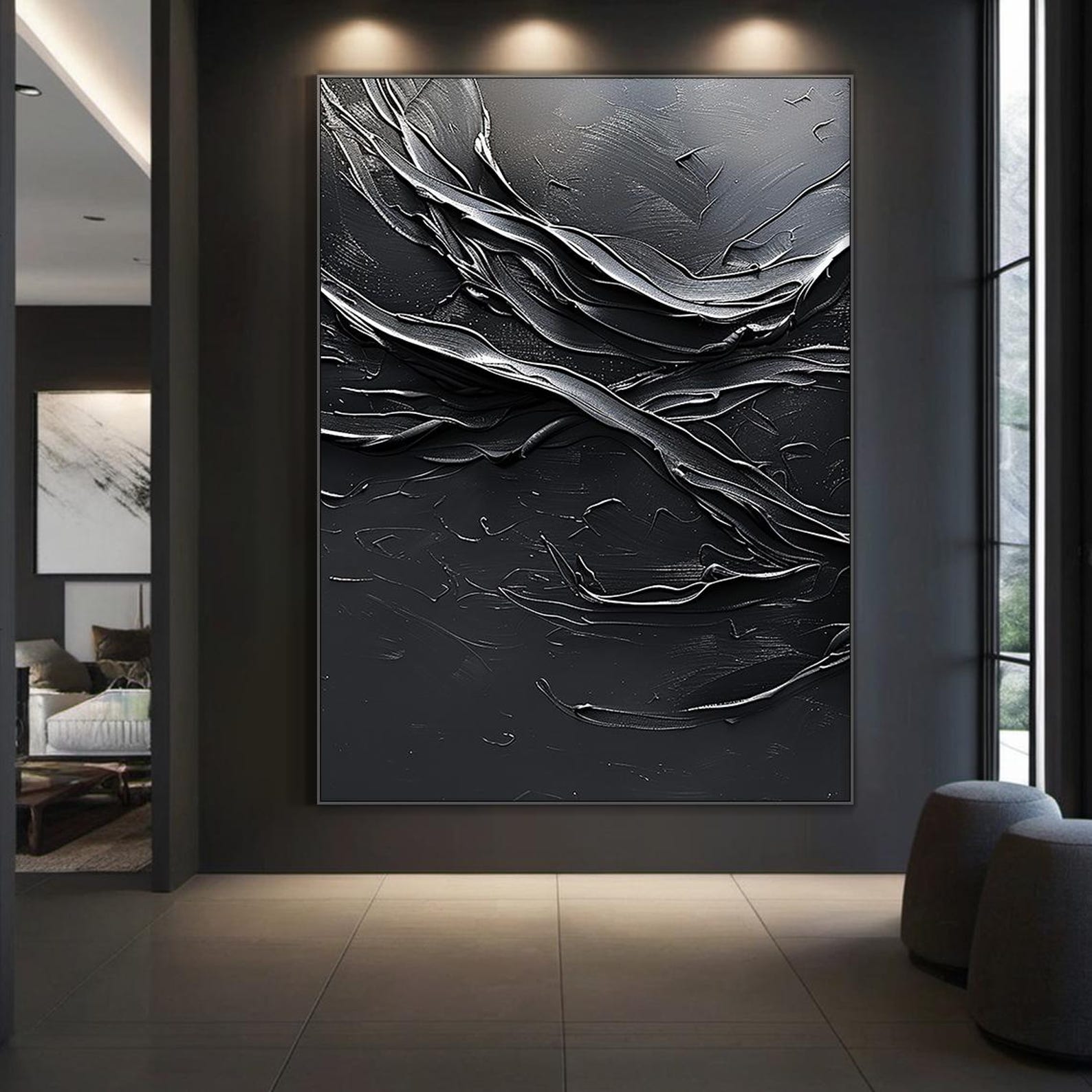 Original black minimalist abstract art