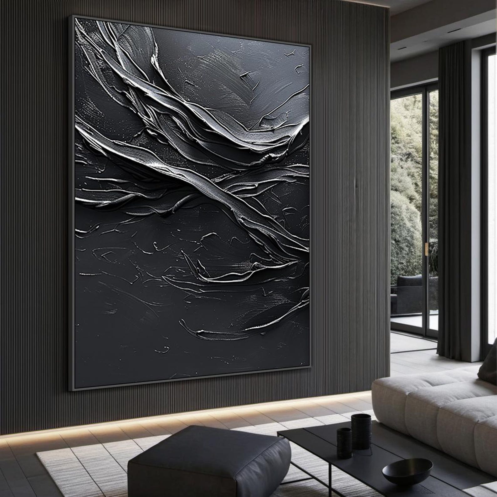 Original black minimalist abstract art