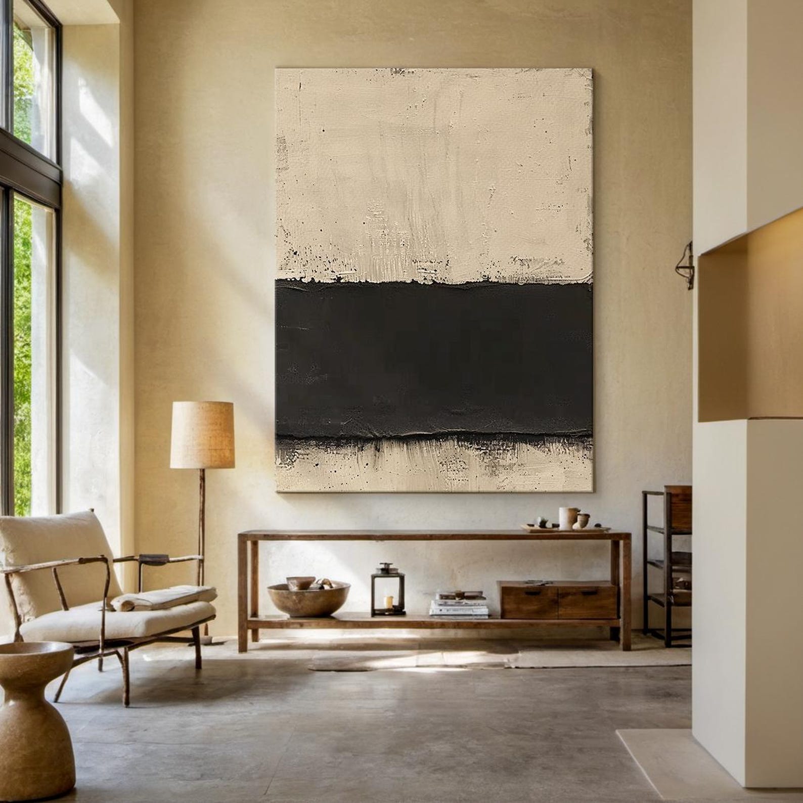 Beige Abstract Oil Painting