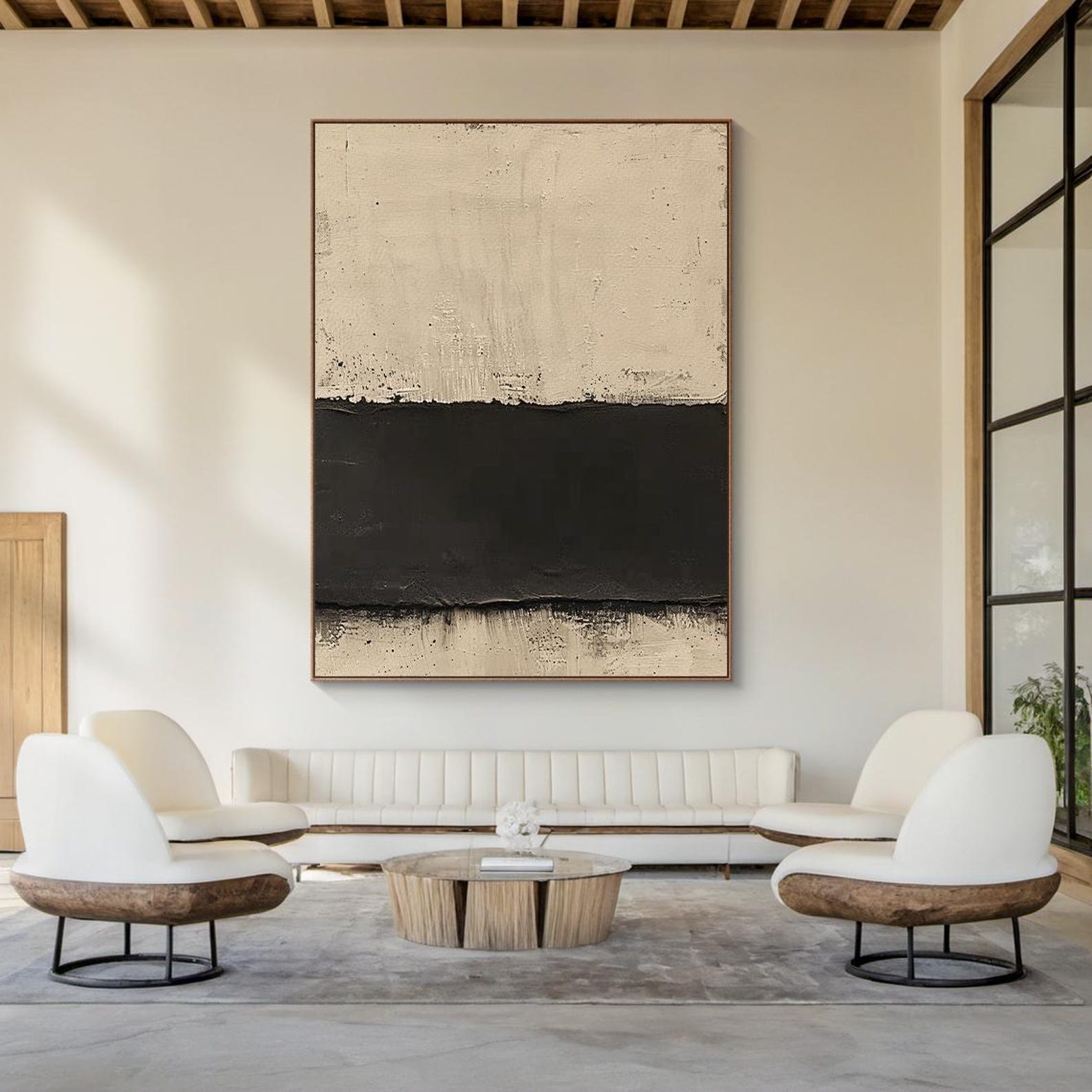 Beige Abstract Oil Painting