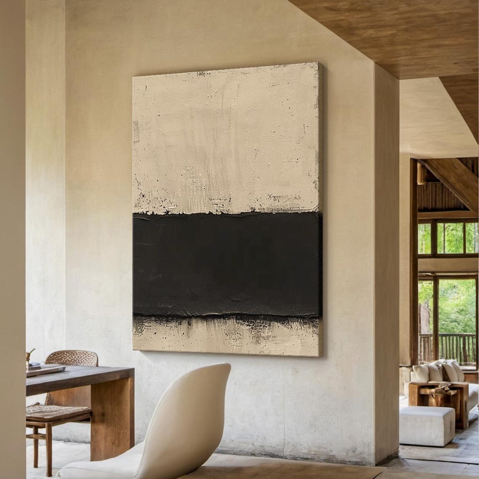 Beige Abstract Oil Painting