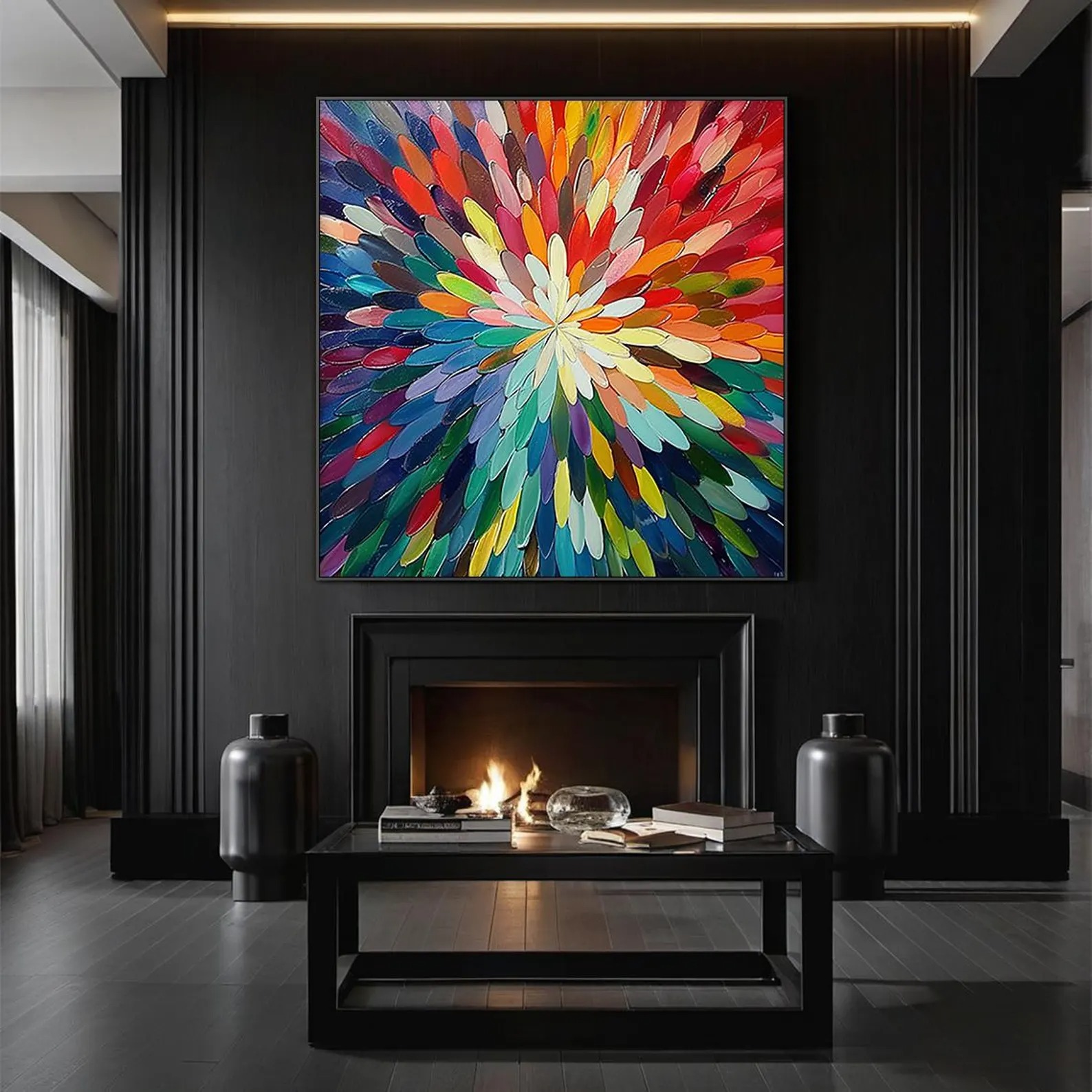 Radiant Bloom - Large Textured Abstract Wall Art Colorful Burst Painting