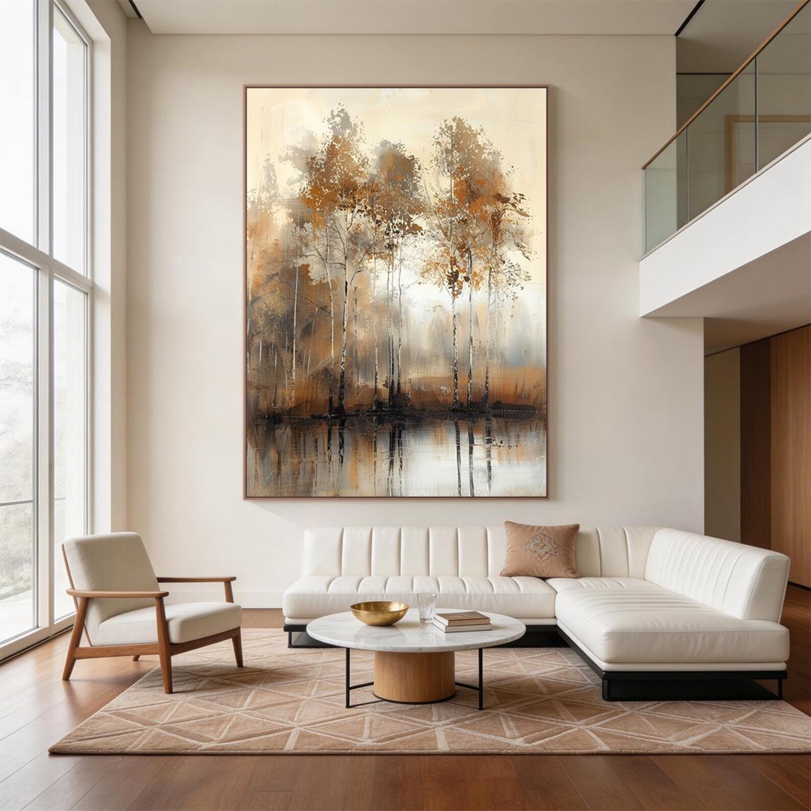 Autumn Stillness Forest Wall Art, Original Hand Painted Tree Oil Painting