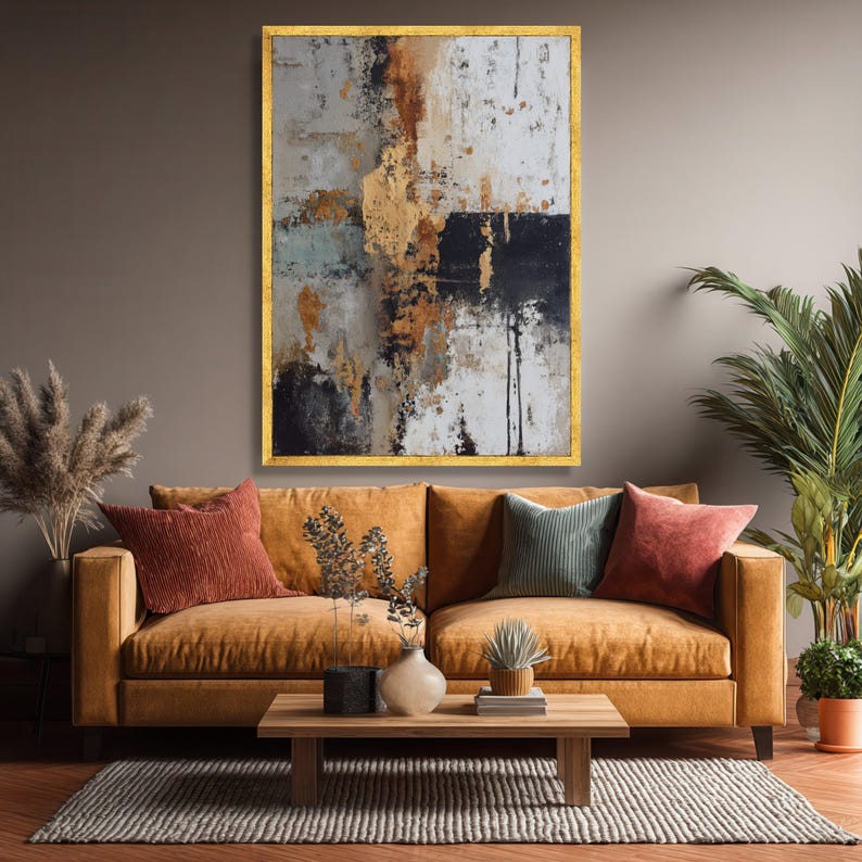 Golden Horizon – Hand-Painted 3D Abstract Textured Canvas