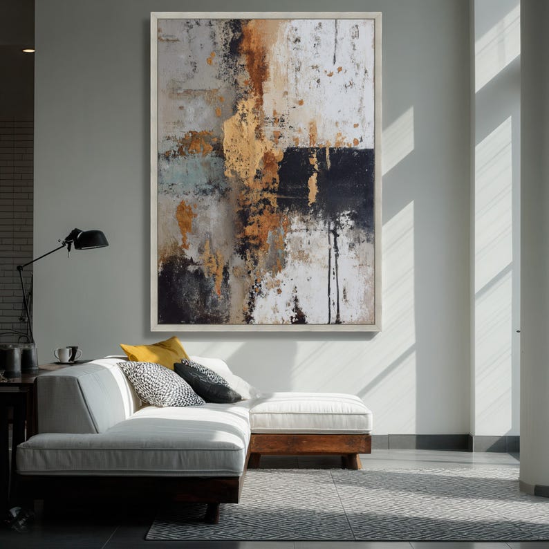 Golden Horizon – Hand-Painted 3D Abstract Textured Canvas