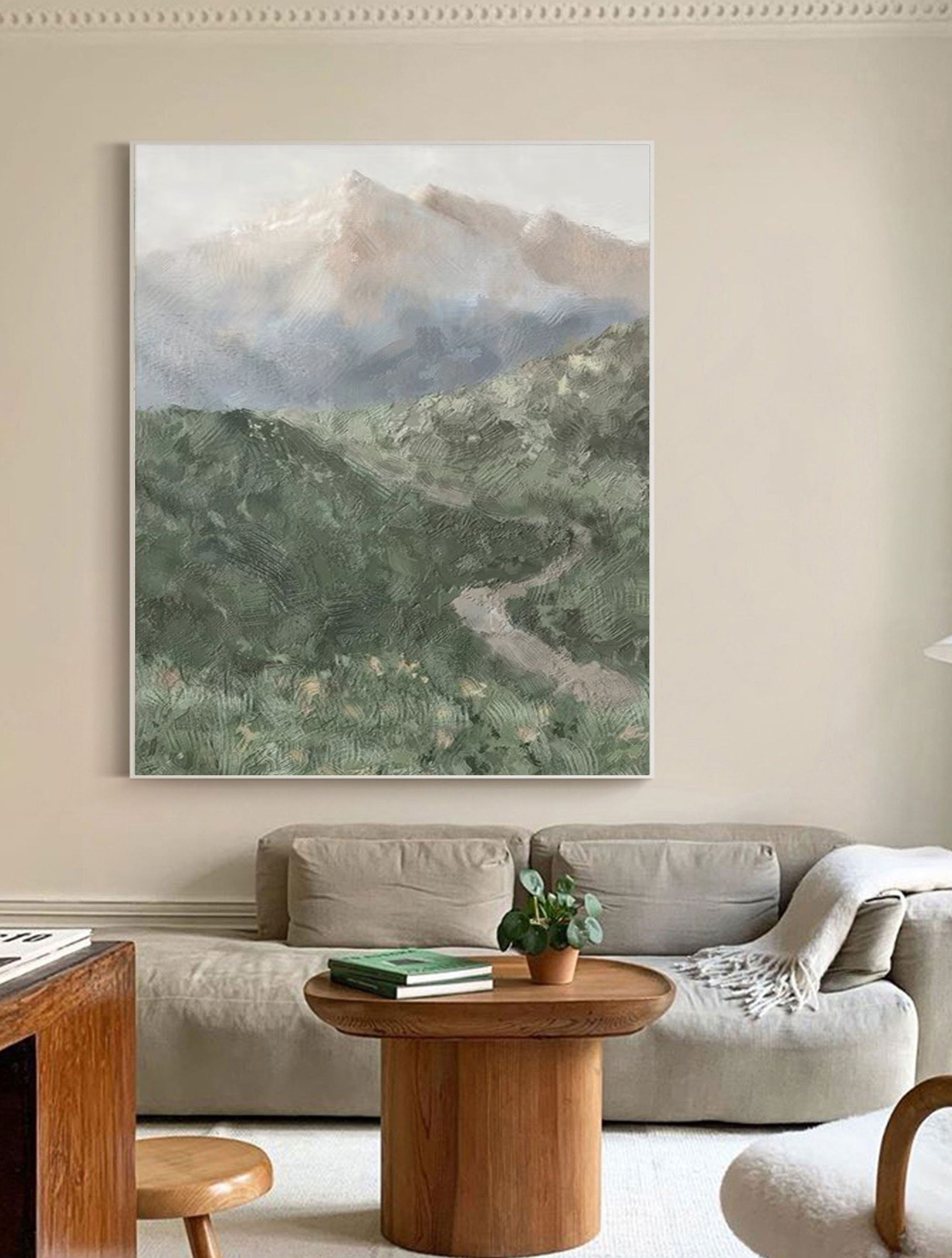 Misty Mountain Path Abstract Painting