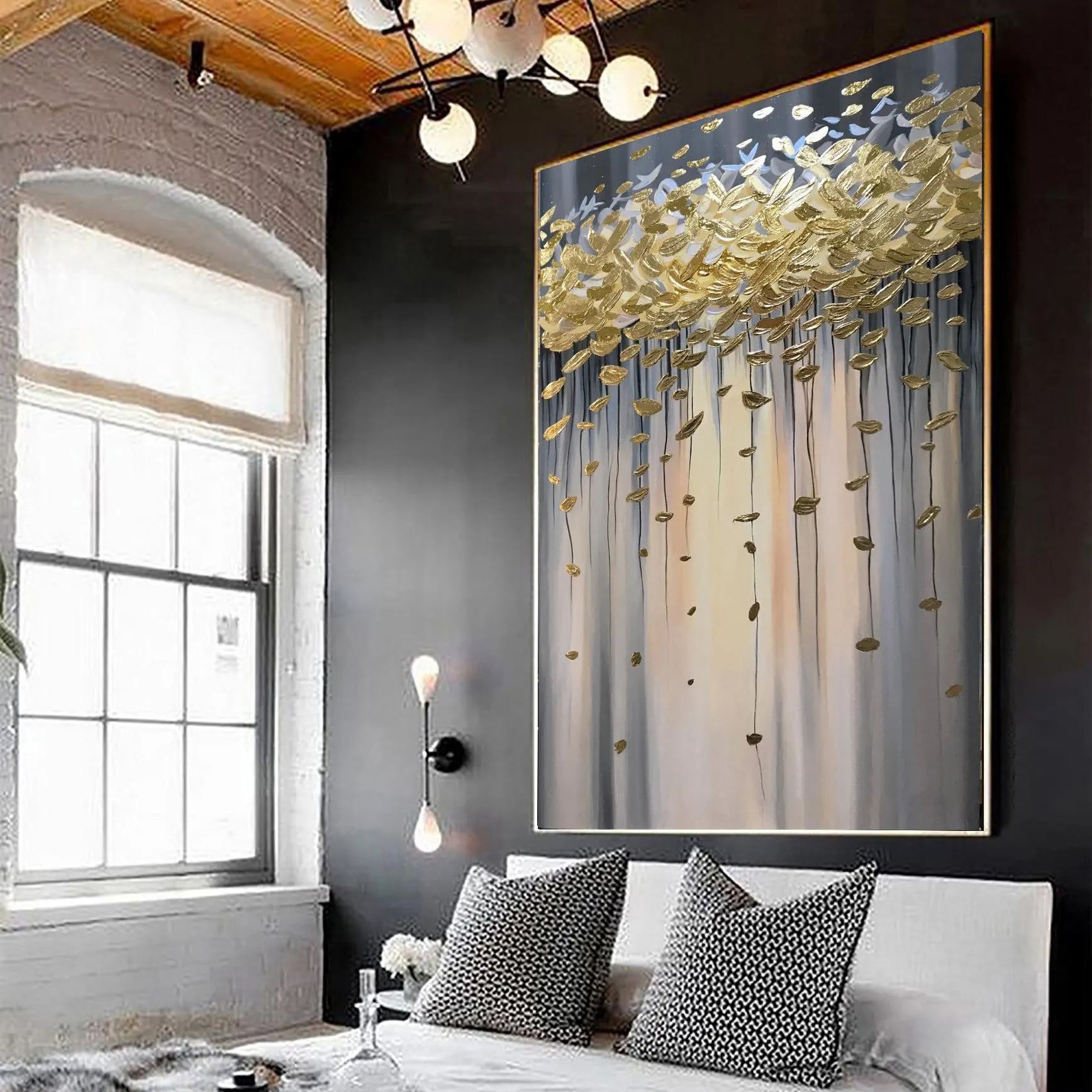 Falling Aurelia – 3D Gold Leaf Abstract Painting