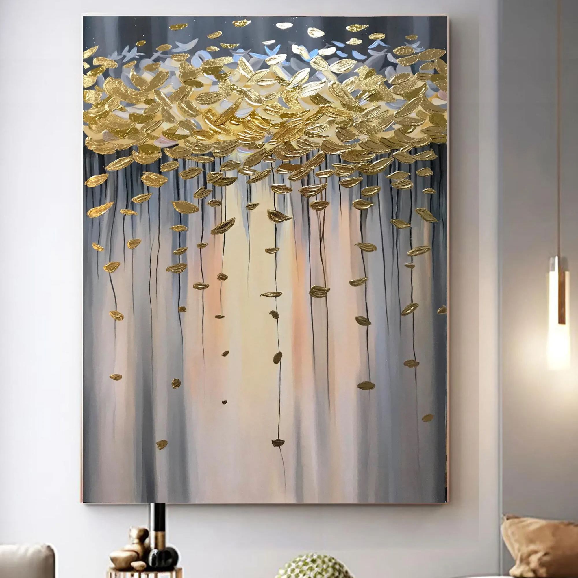 Falling Aurelia – 3D Gold Leaf Abstract Painting