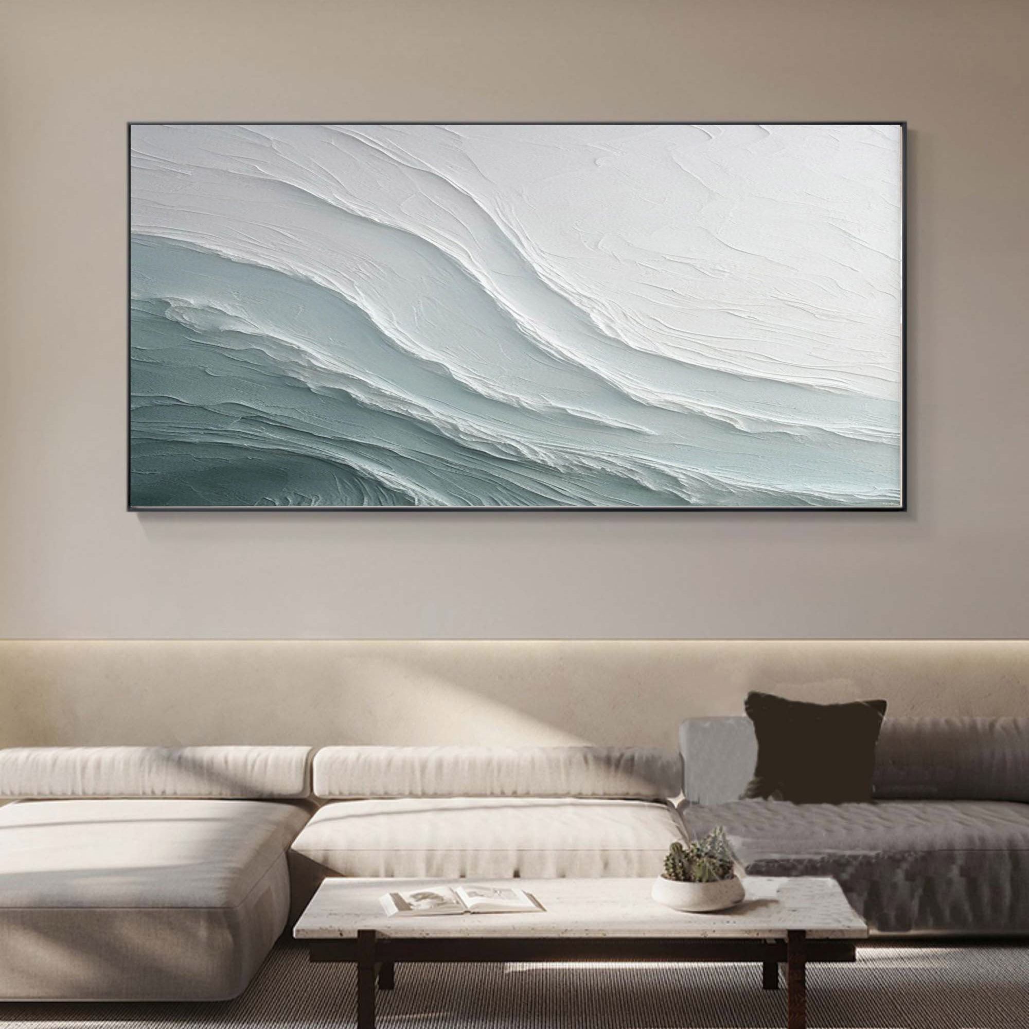Abstract Textured Wave Wall Art – Hand-Painted Minimalist Canvas for Modern Home Decor