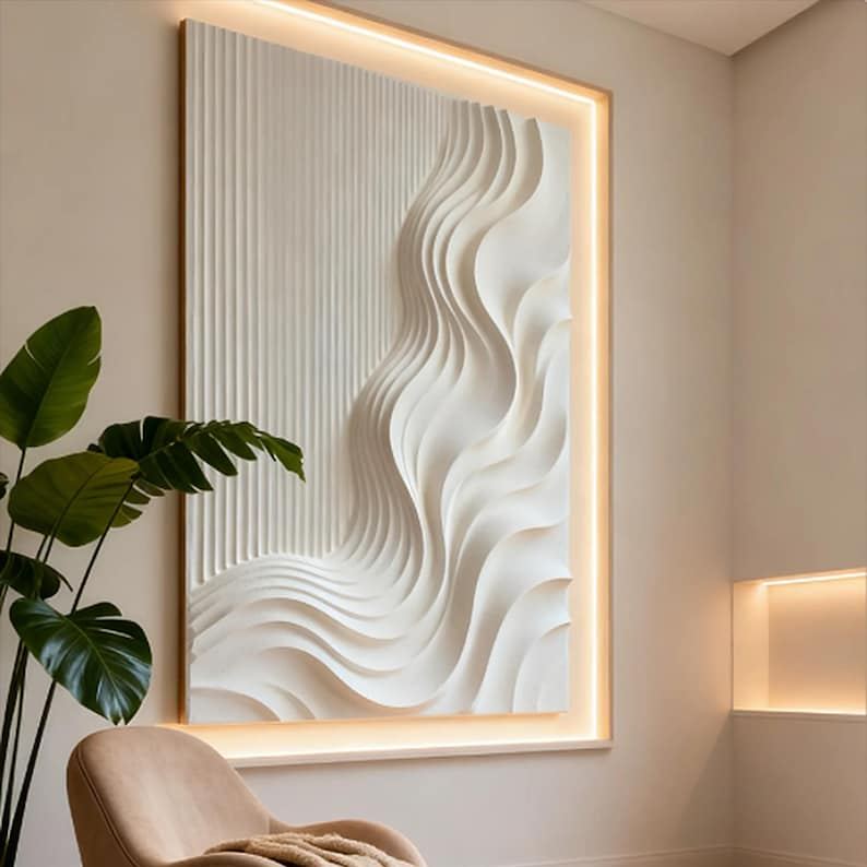 Sculpted Waves - White Textured Abstract Wall Art