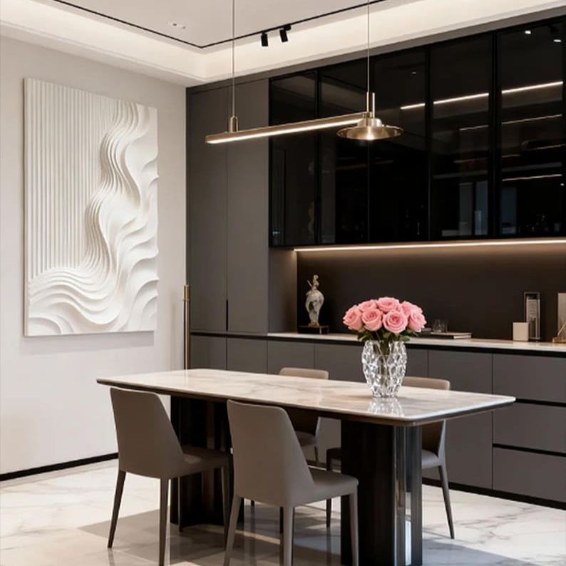 Sculpted Waves - White Textured Abstract Wall Art