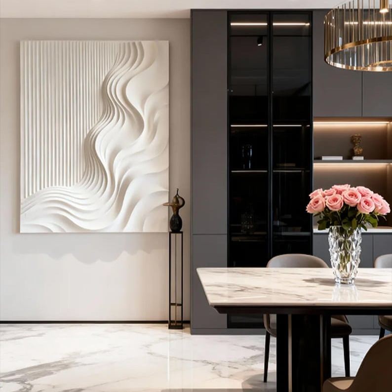 Sculpted Waves - White Textured Abstract Wall Art