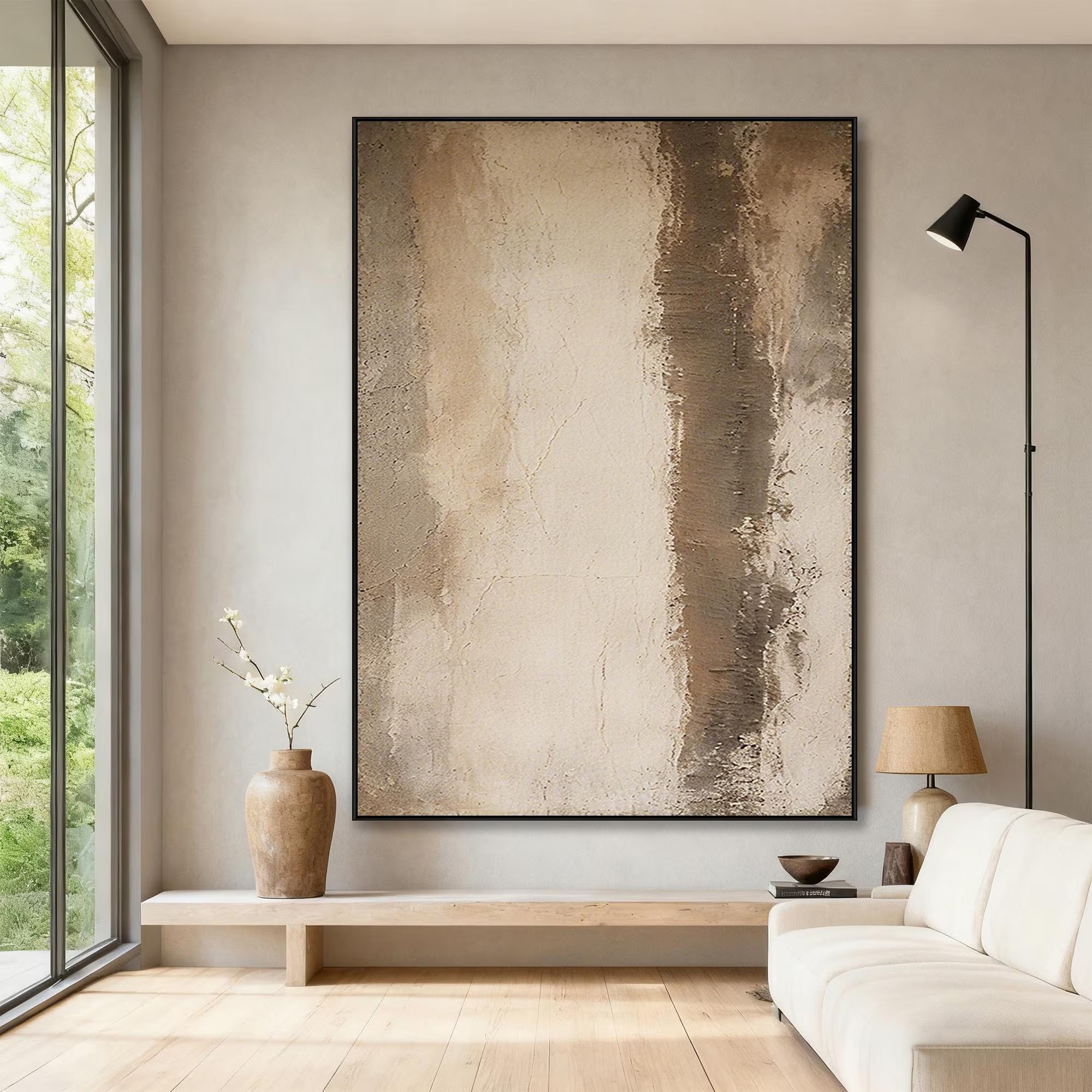 Vertical Pause – Minimalist Textured Abstract Wall Art with Quiet Structure