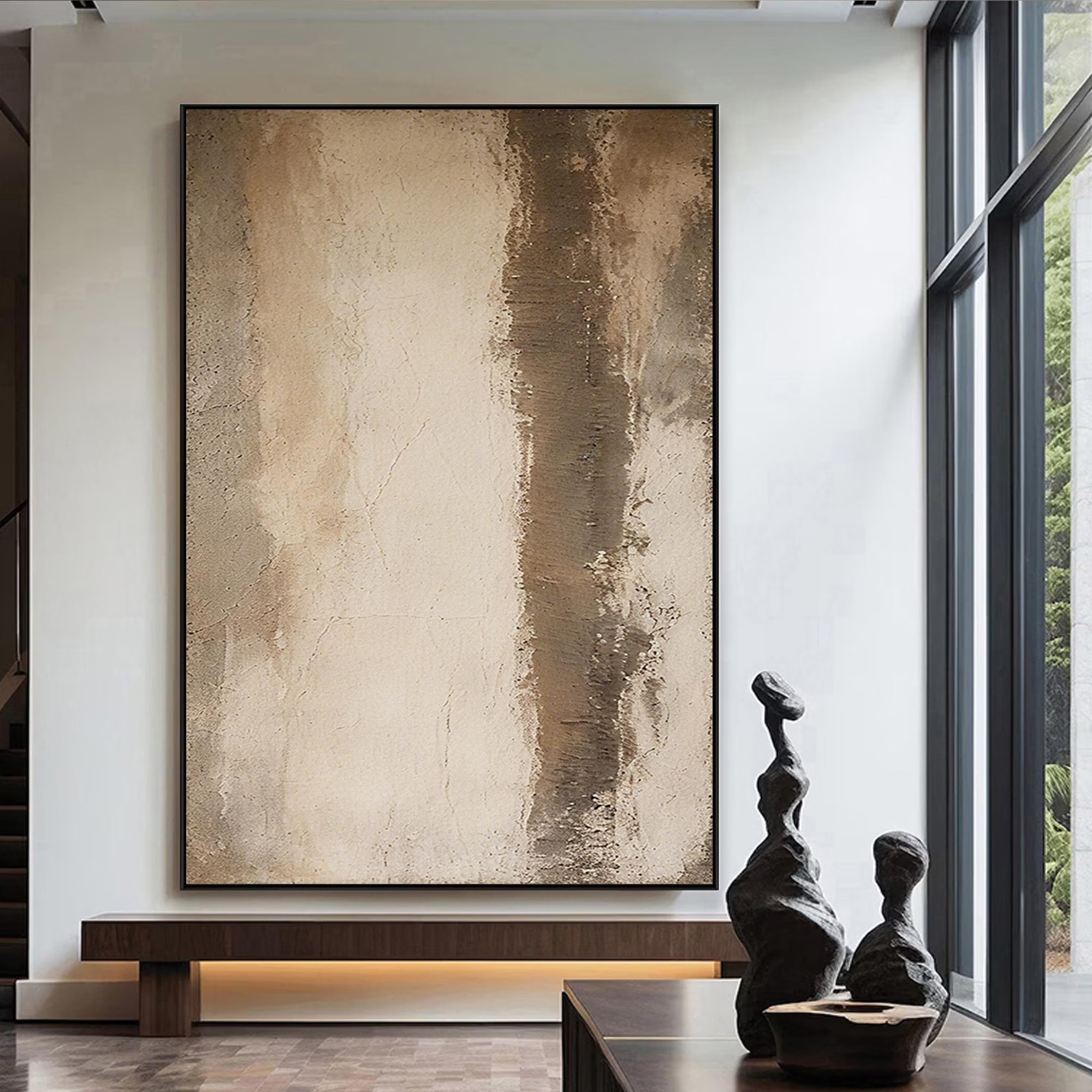 Vertical Pause – Minimalist Textured Abstract Wall Art with Quiet Structure