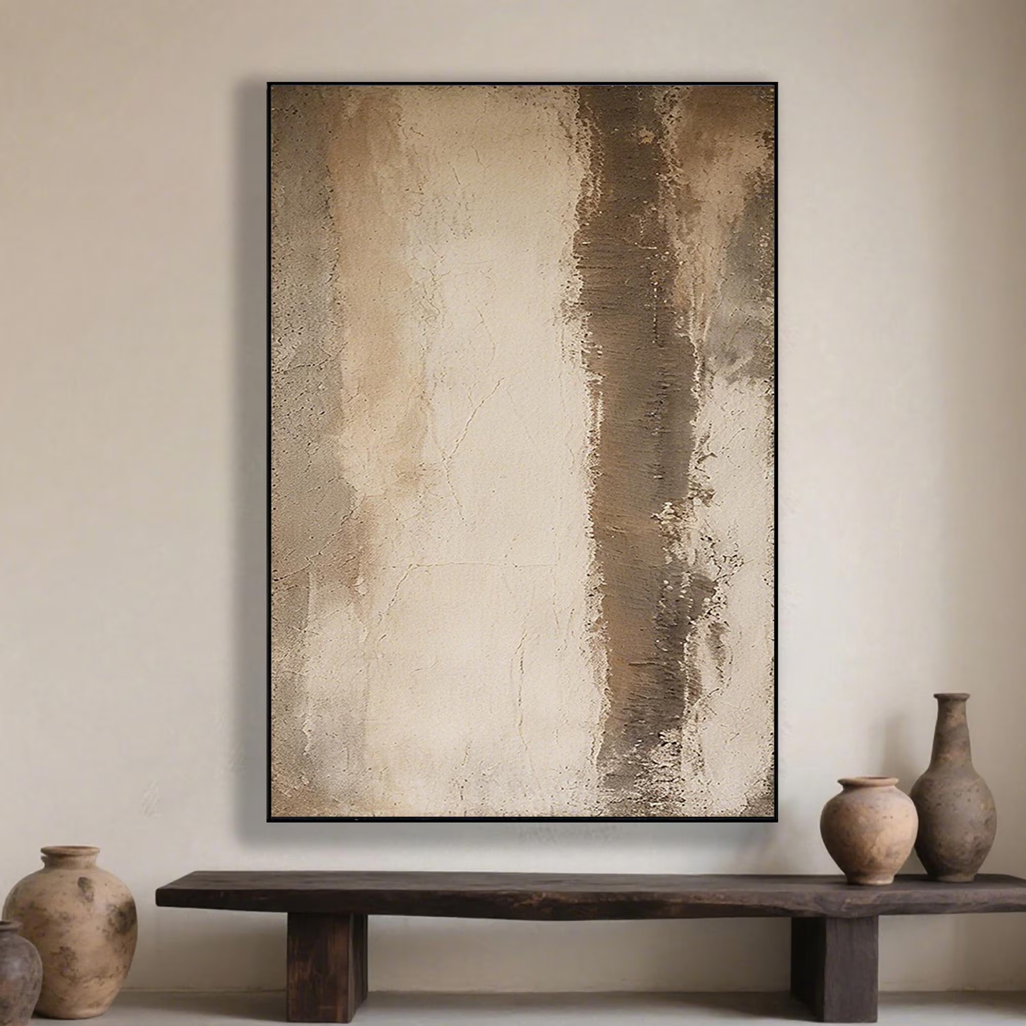 Vertical Pause – Minimalist Textured Abstract Wall Art with Quiet Structure