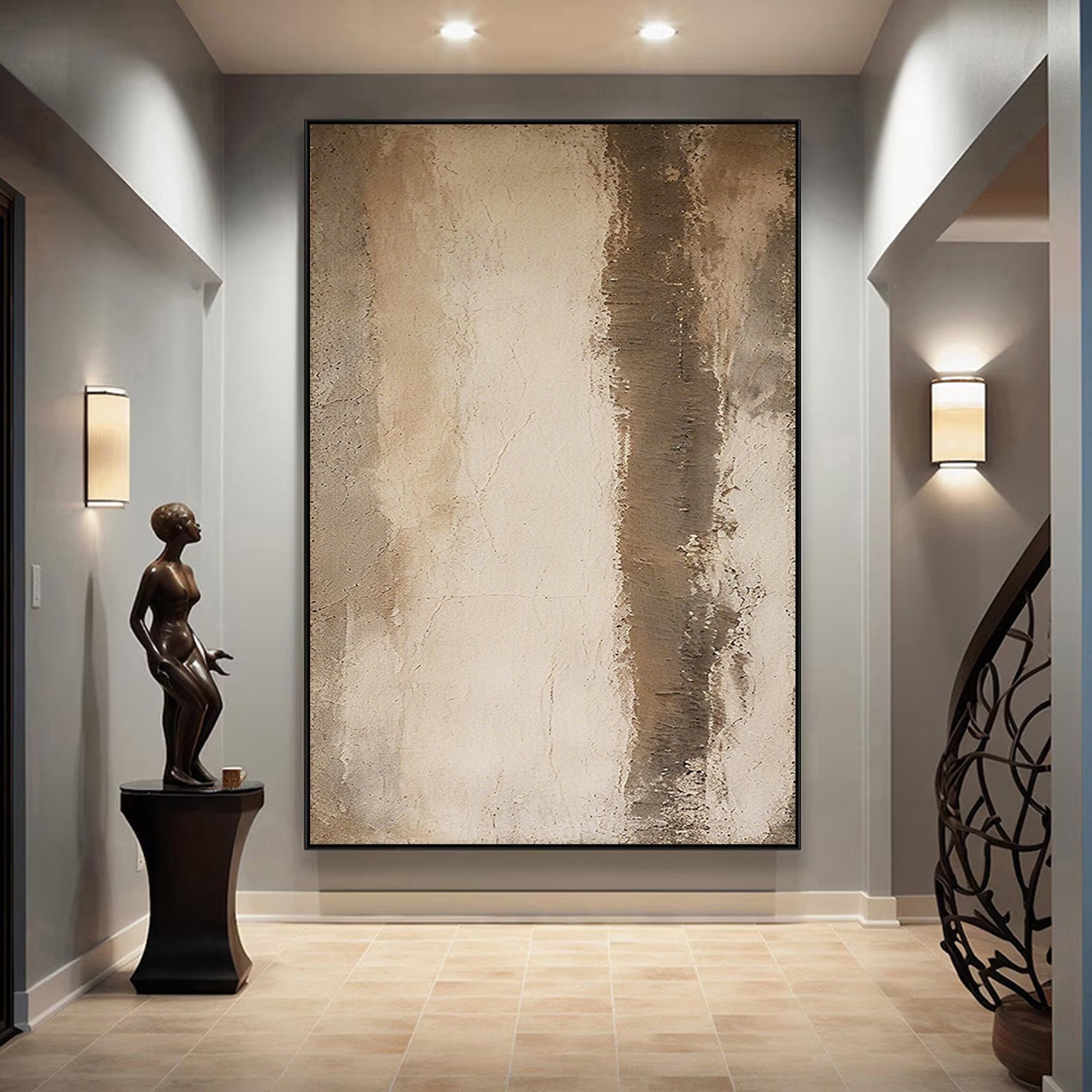 Vertical Pause – Minimalist Textured Abstract Wall Art with Quiet Structure