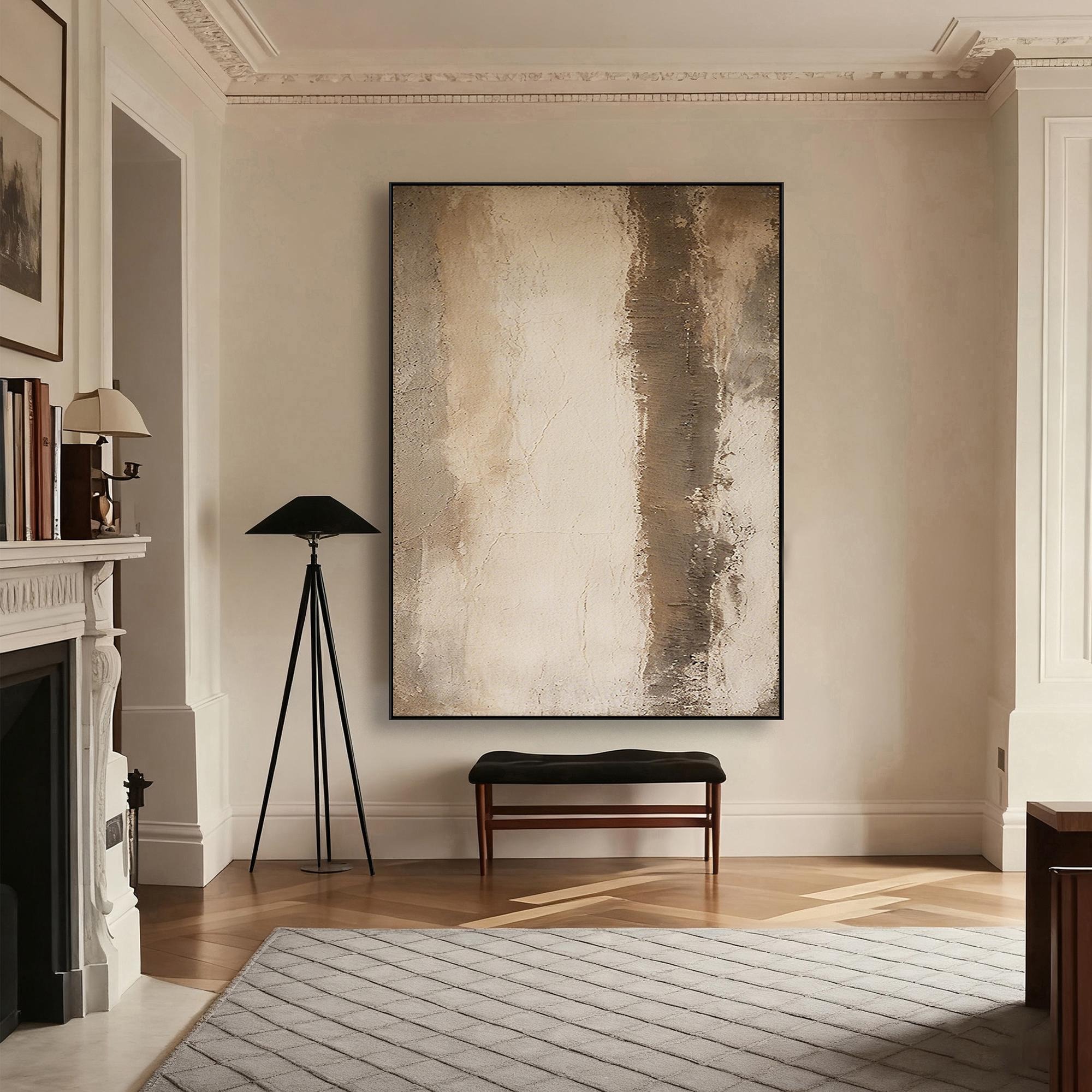 Vertical Pause – Minimalist Textured Abstract Wall Art with Quiet Structure