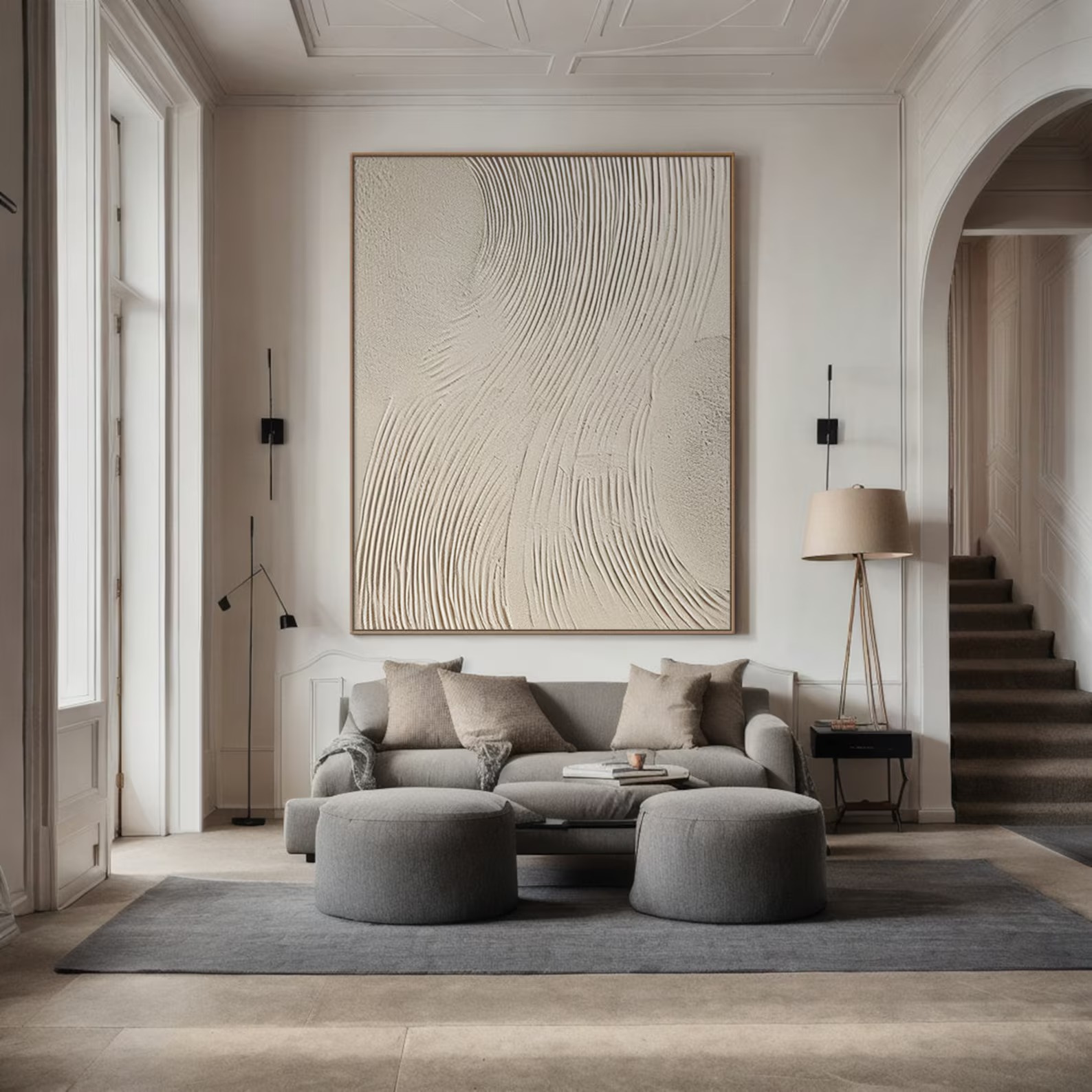 Silent Current — Minimalist Abstract Wall Art, Hand-Painted Modern Canvas