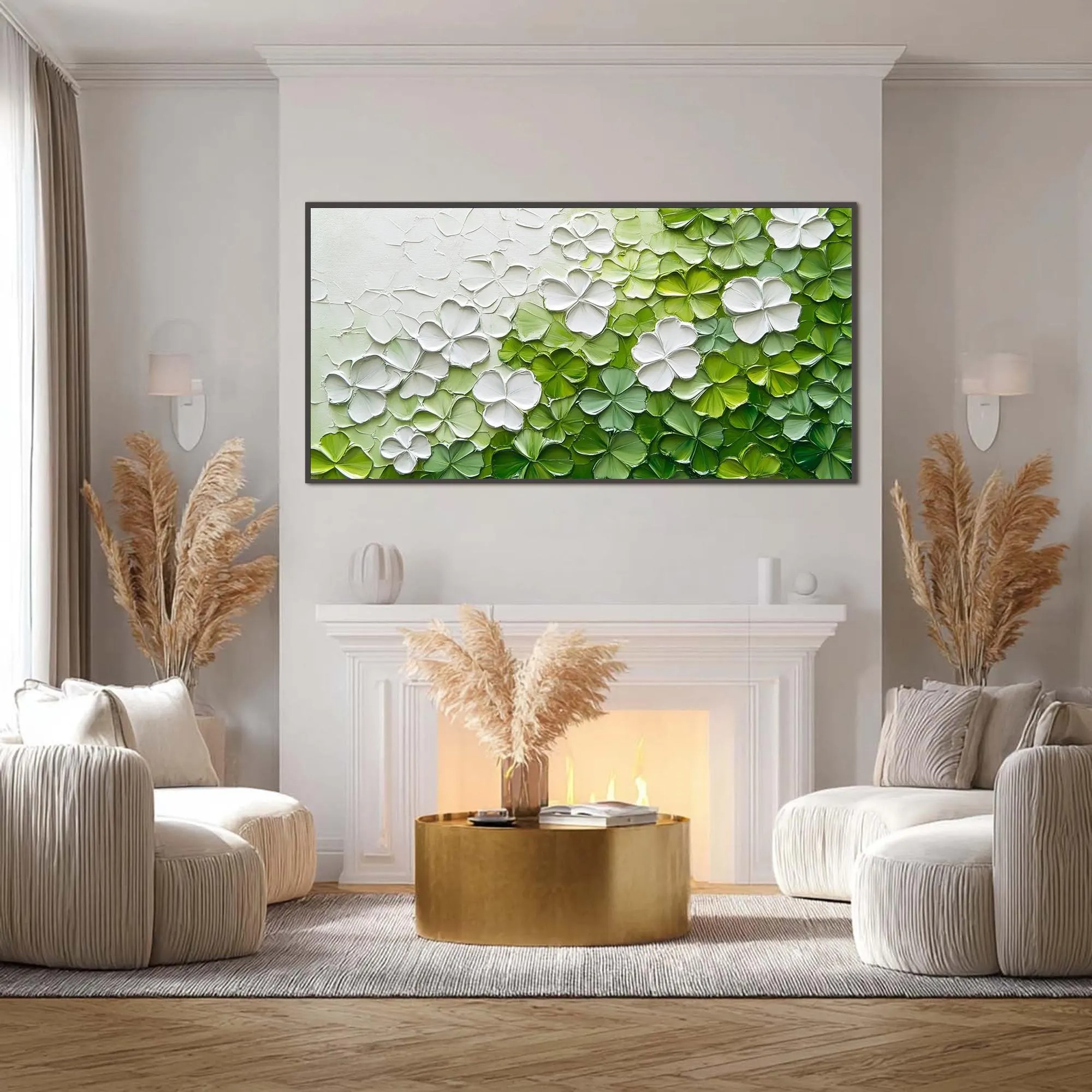 Verdant Bloom – 3D Textured Floral Abstract Painting