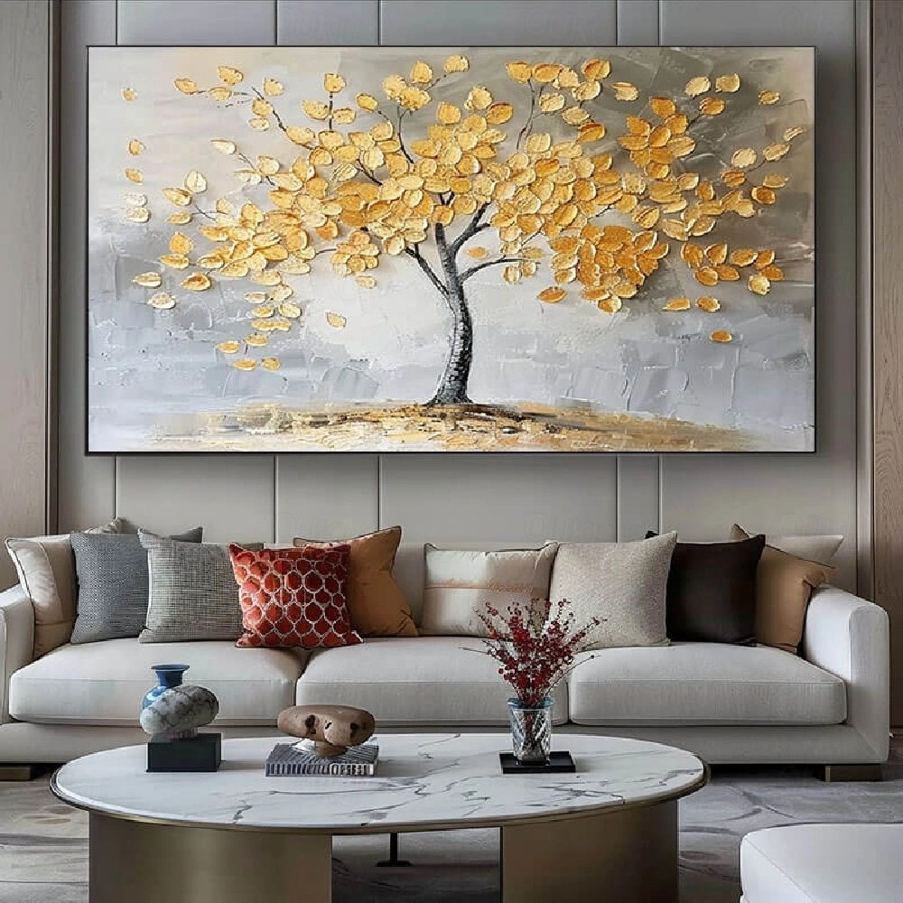 Golden Harvest – 3D Textured Abstract Tree Wall Art