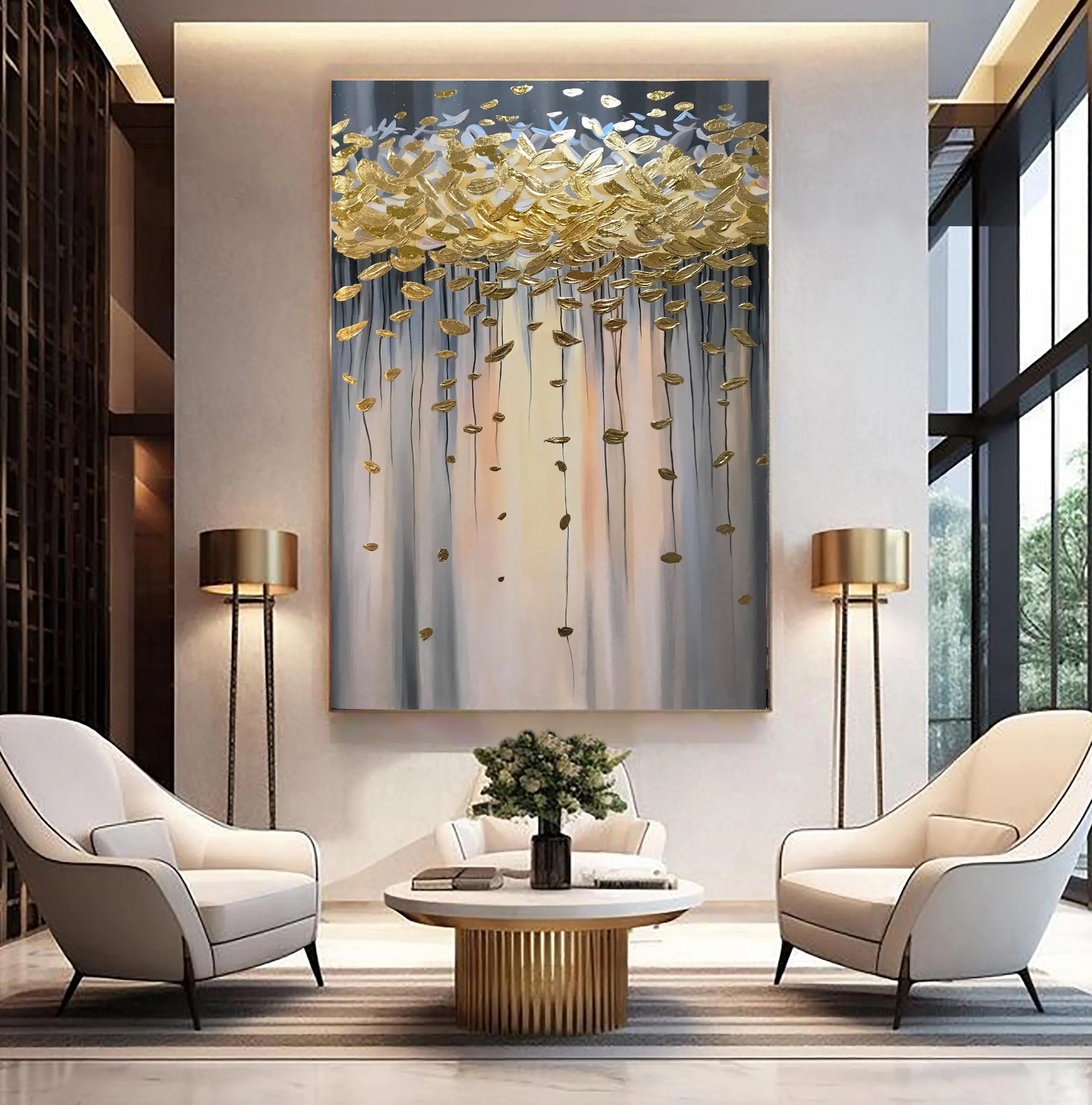 Falling Aurelia – 3D Gold Leaf Abstract Painting