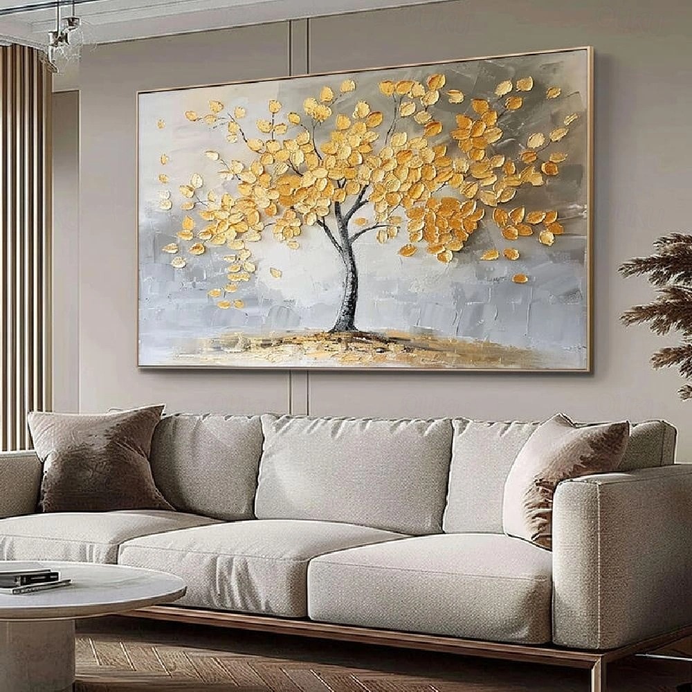 Golden Harvest – 3D Textured Abstract Tree Wall Art