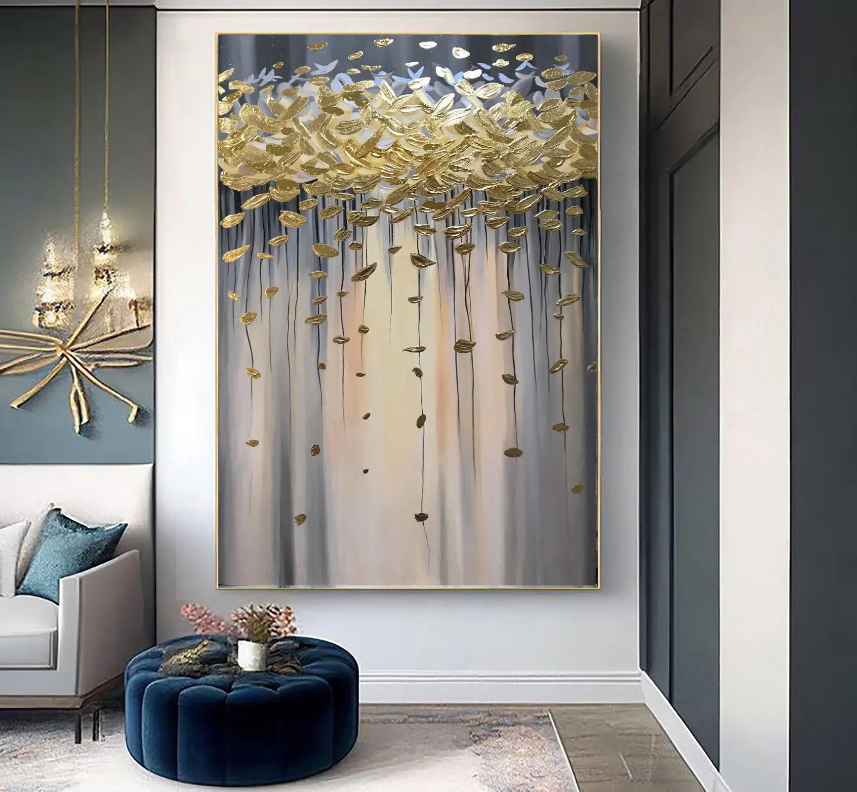 Falling Aurelia – 3D Gold Leaf Abstract Painting