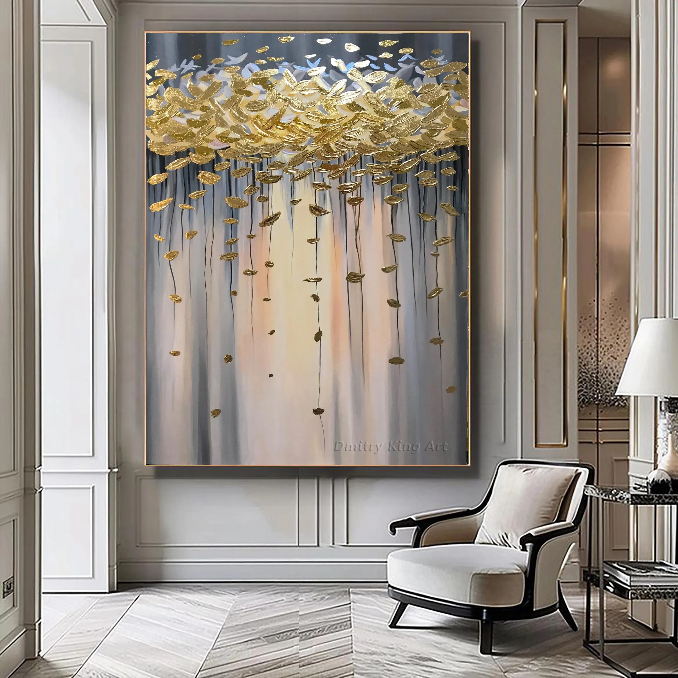 Falling Aurelia – 3D Gold Leaf Abstract Painting