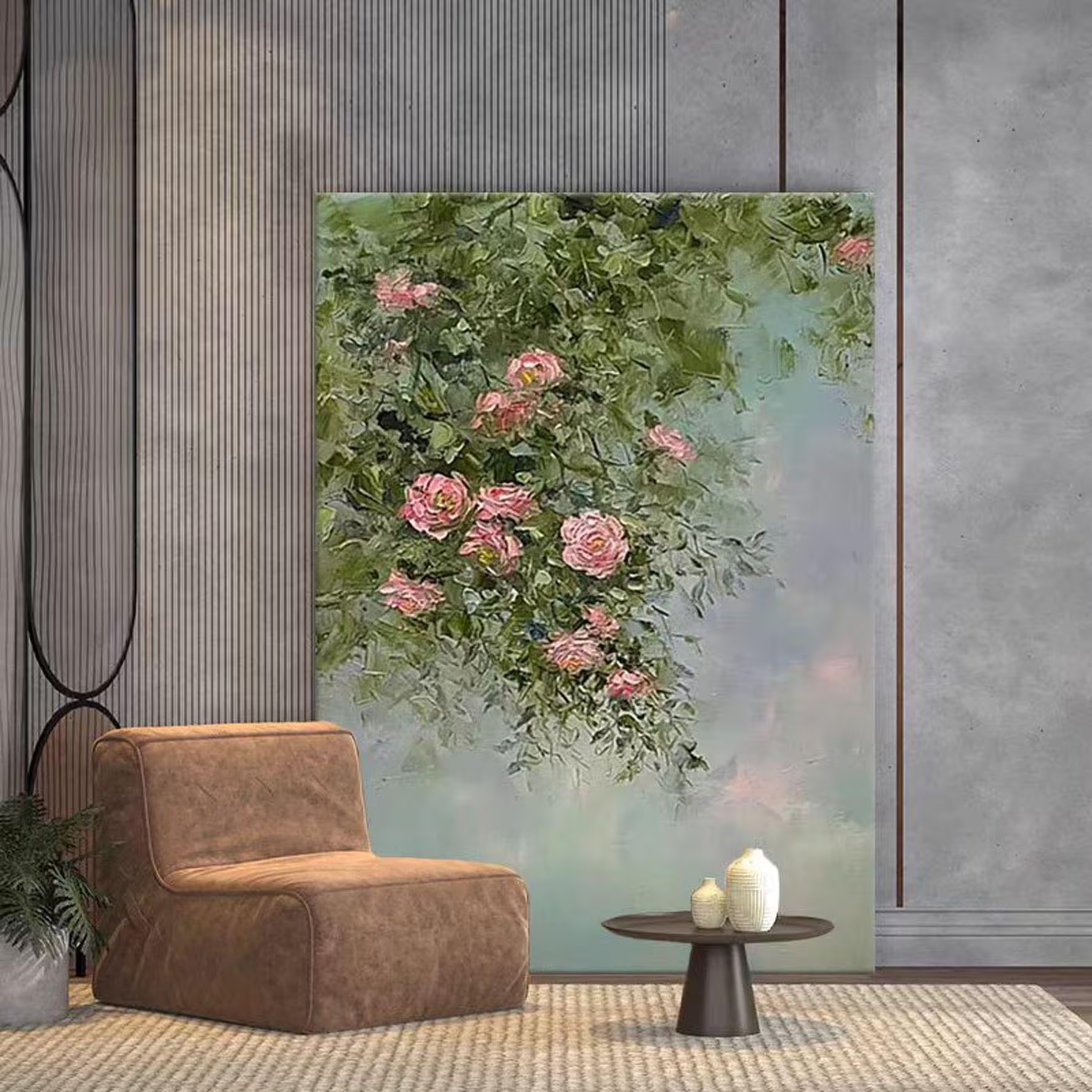 Roses in Bloom – Textured Floral Canvas Painting Soft Pastel Wall Art