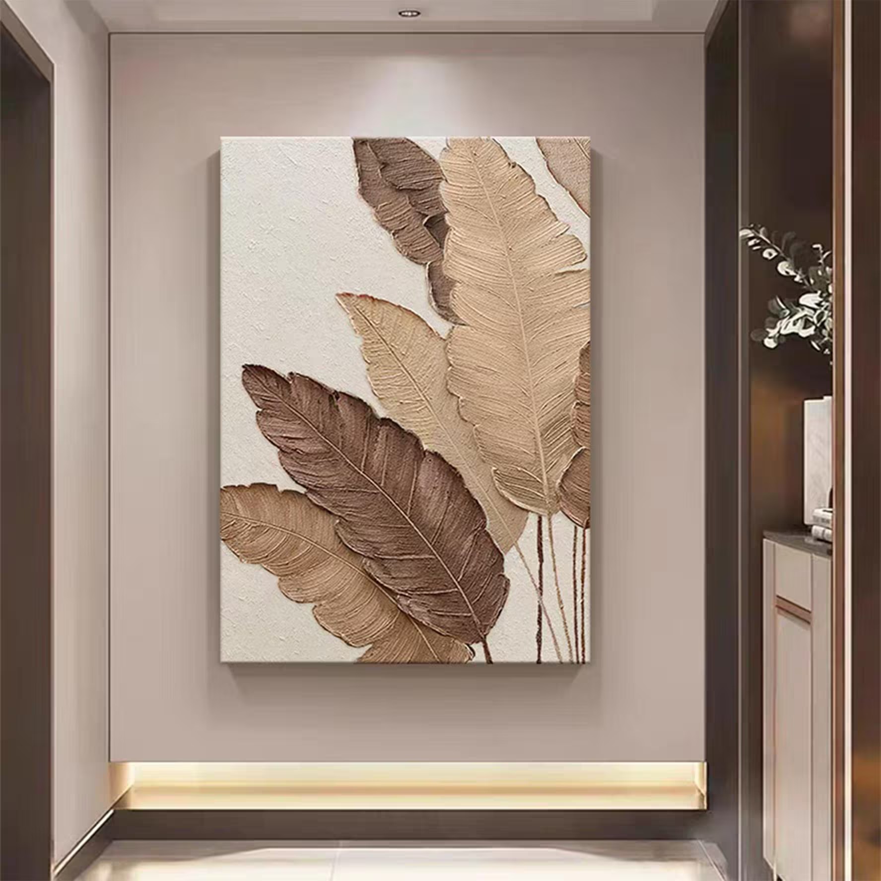 Leaf Impression – Textured Leaf Art Minimalist Abstract Nature Canvas Painting