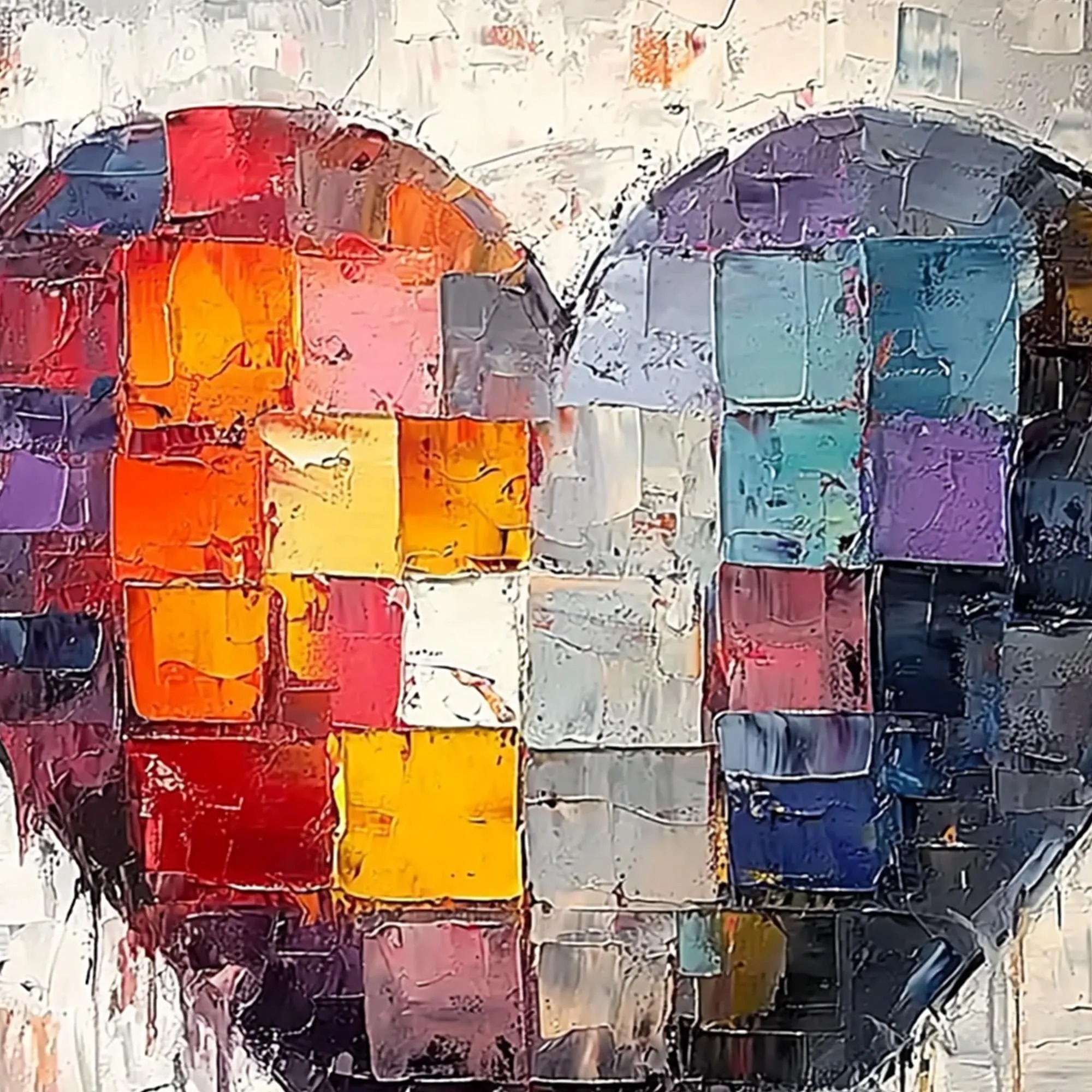 Fractured Heart – Large Textured Abstract Heart Oil Painting, Modern Romantic Wall Art for Home Décor