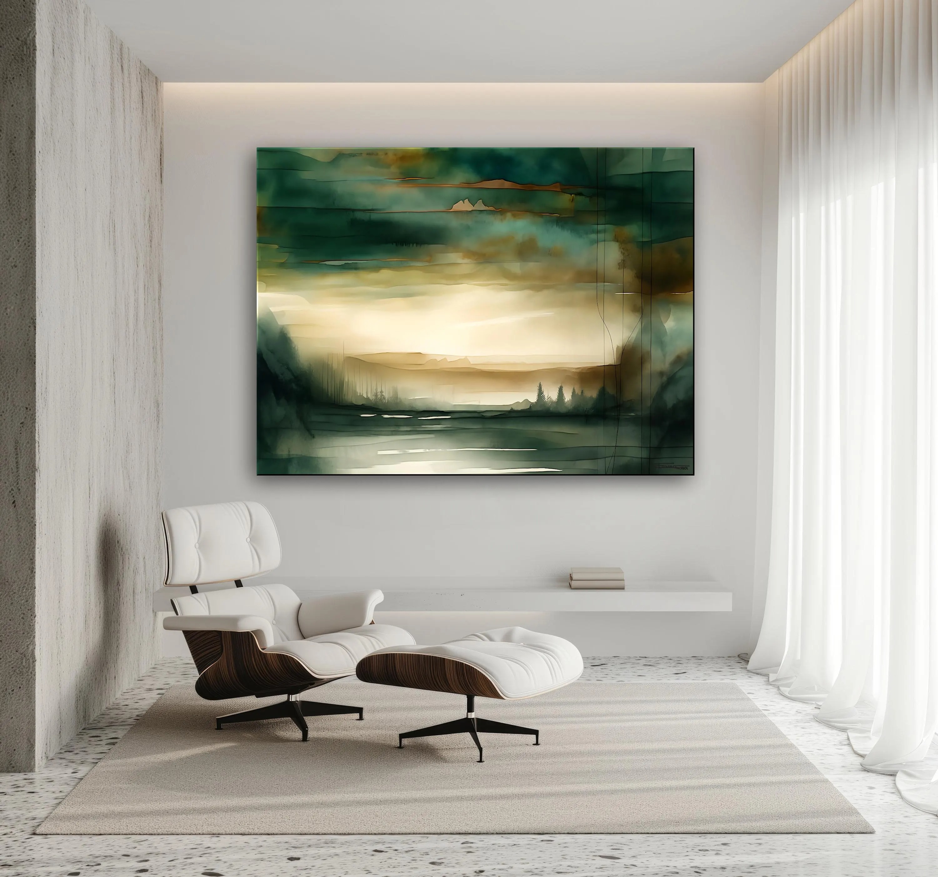 Verdant Veil – Abstract Landscape Canvas Art
