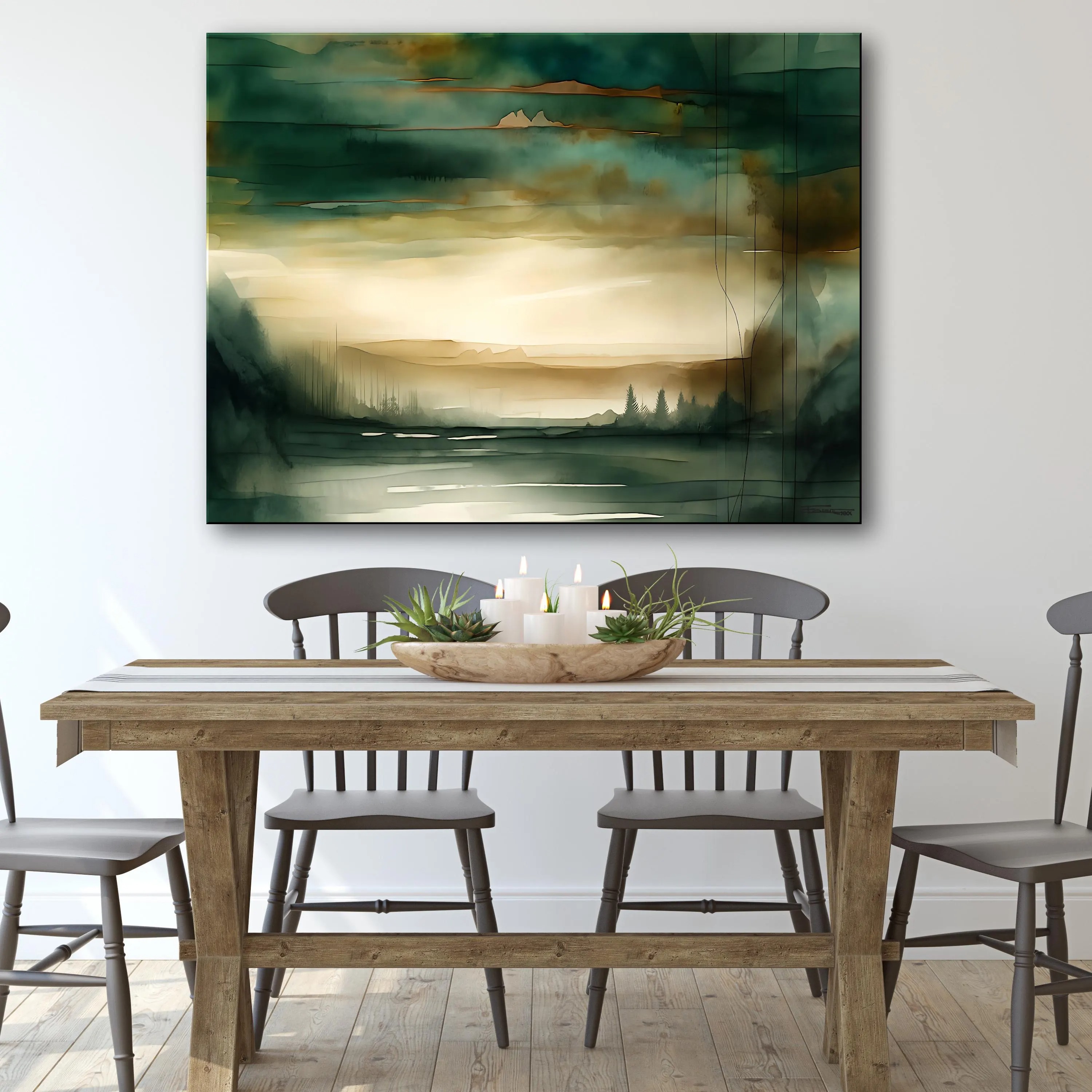 Verdant Veil – Abstract Landscape Canvas Art
