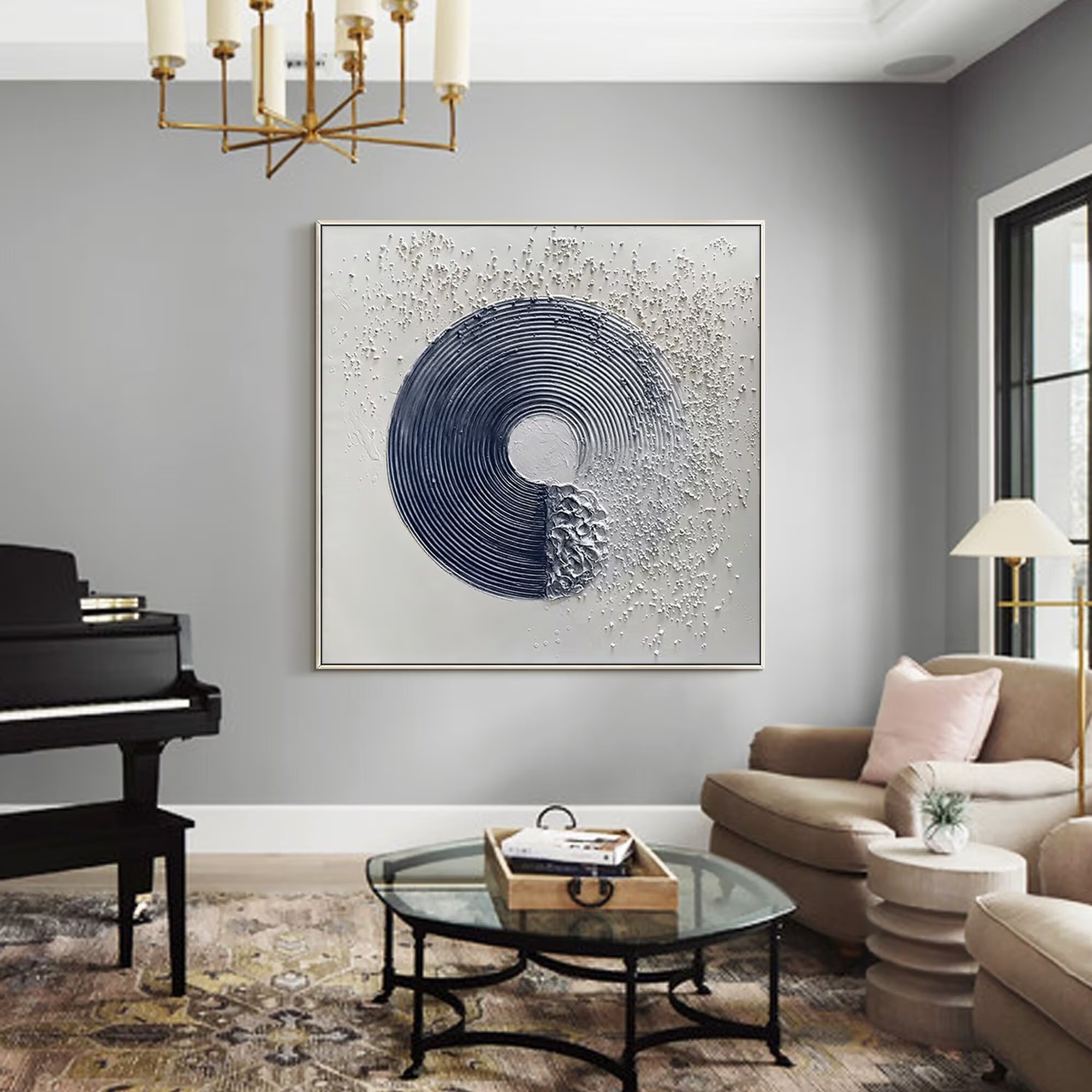 Eclipse Harmony – Modern 3D Textured Circle Wall Art