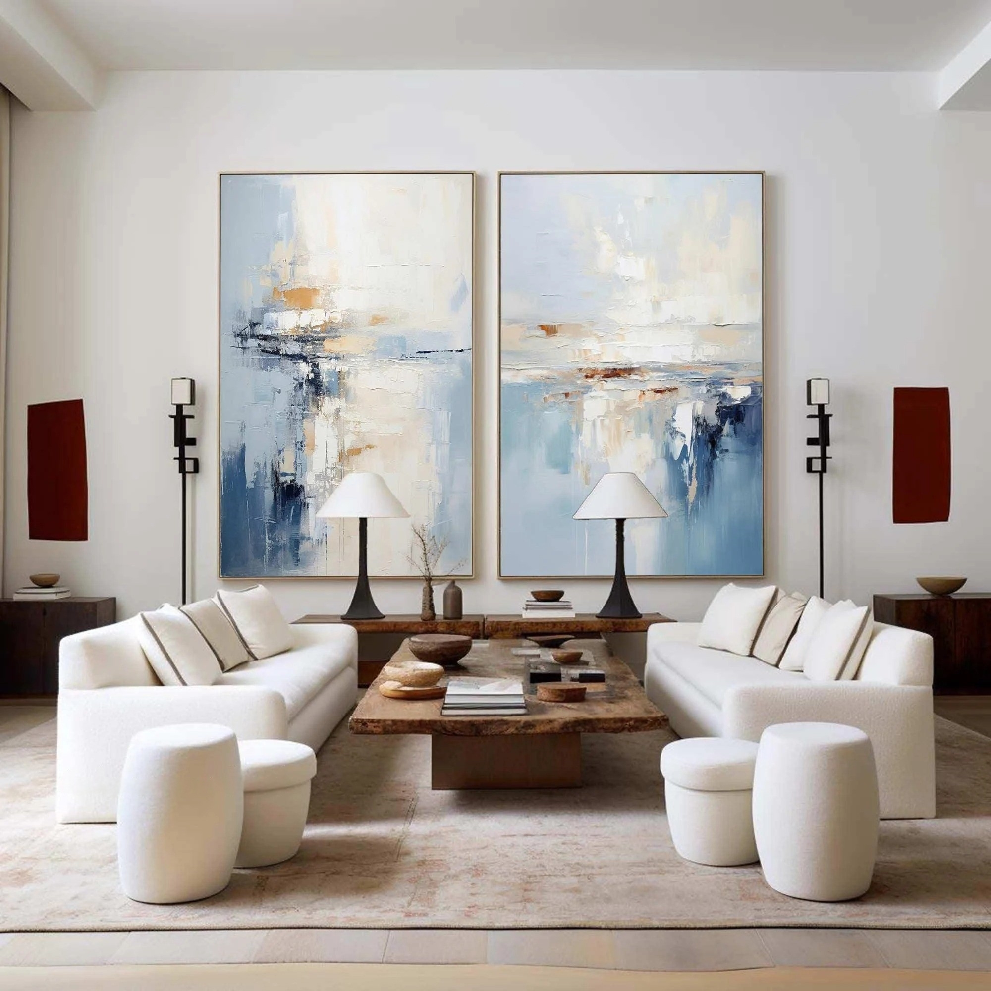 Coastal Reflection – Modern Abstract Seascape Diptych