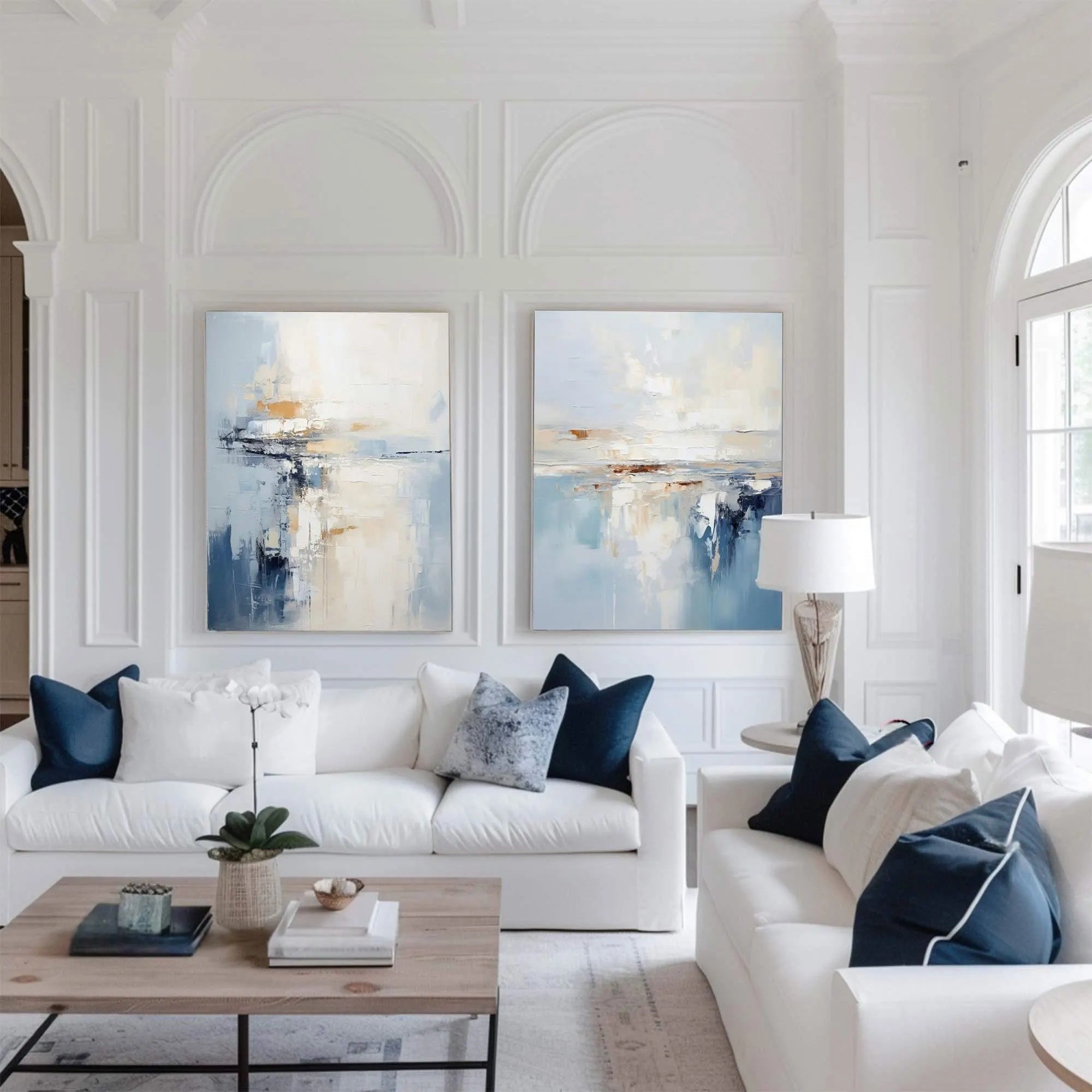 Coastal Reflection – Modern Abstract Seascape Diptych