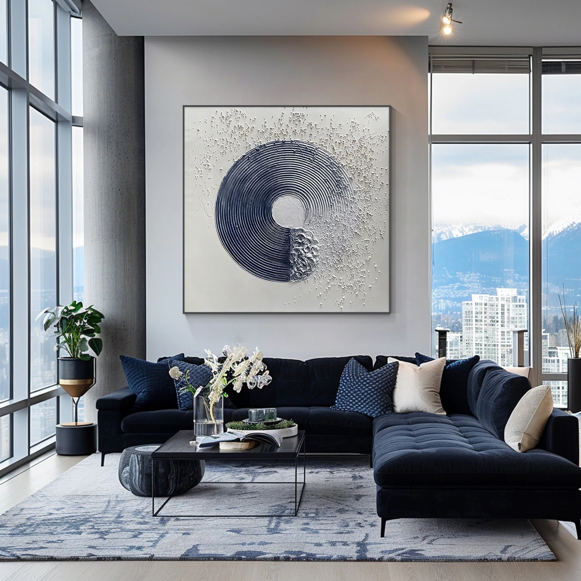 Eclipse Harmony – Modern 3D Textured Circle Wall Art
