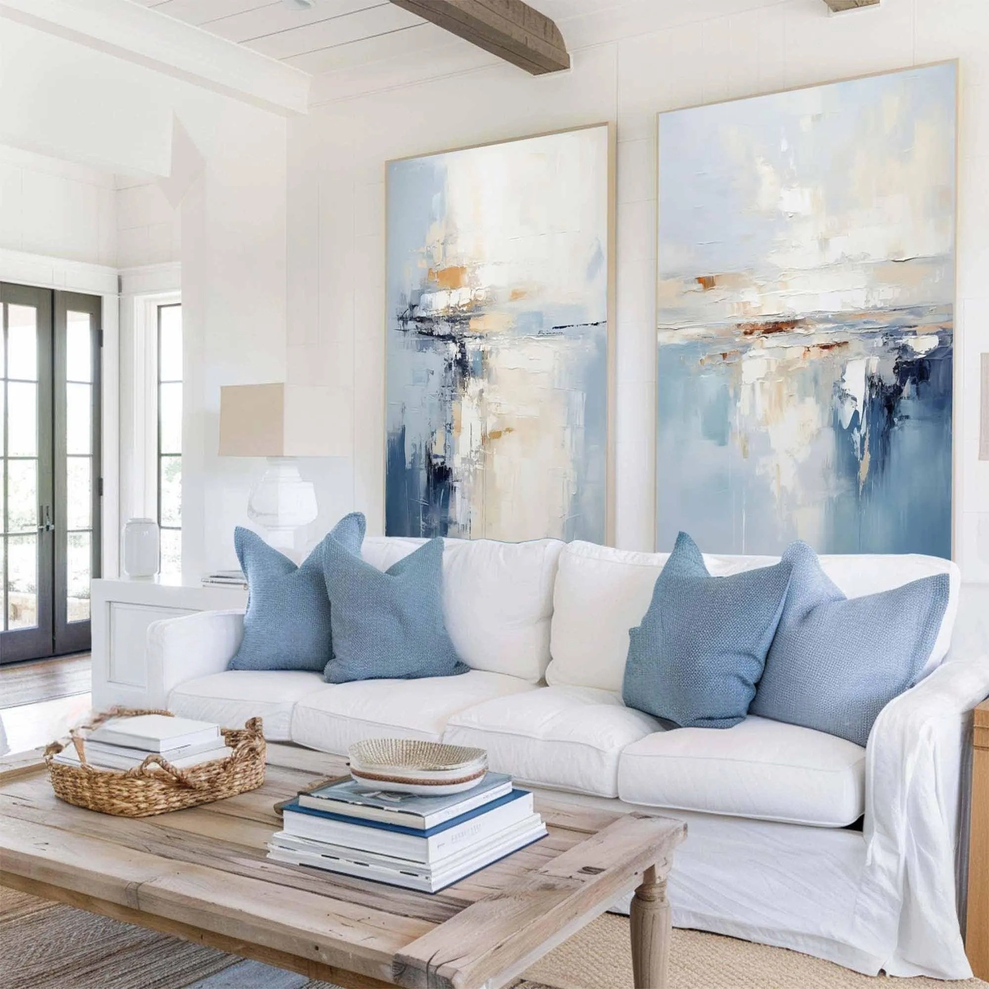 Coastal Reflection – Modern Abstract Seascape Diptych