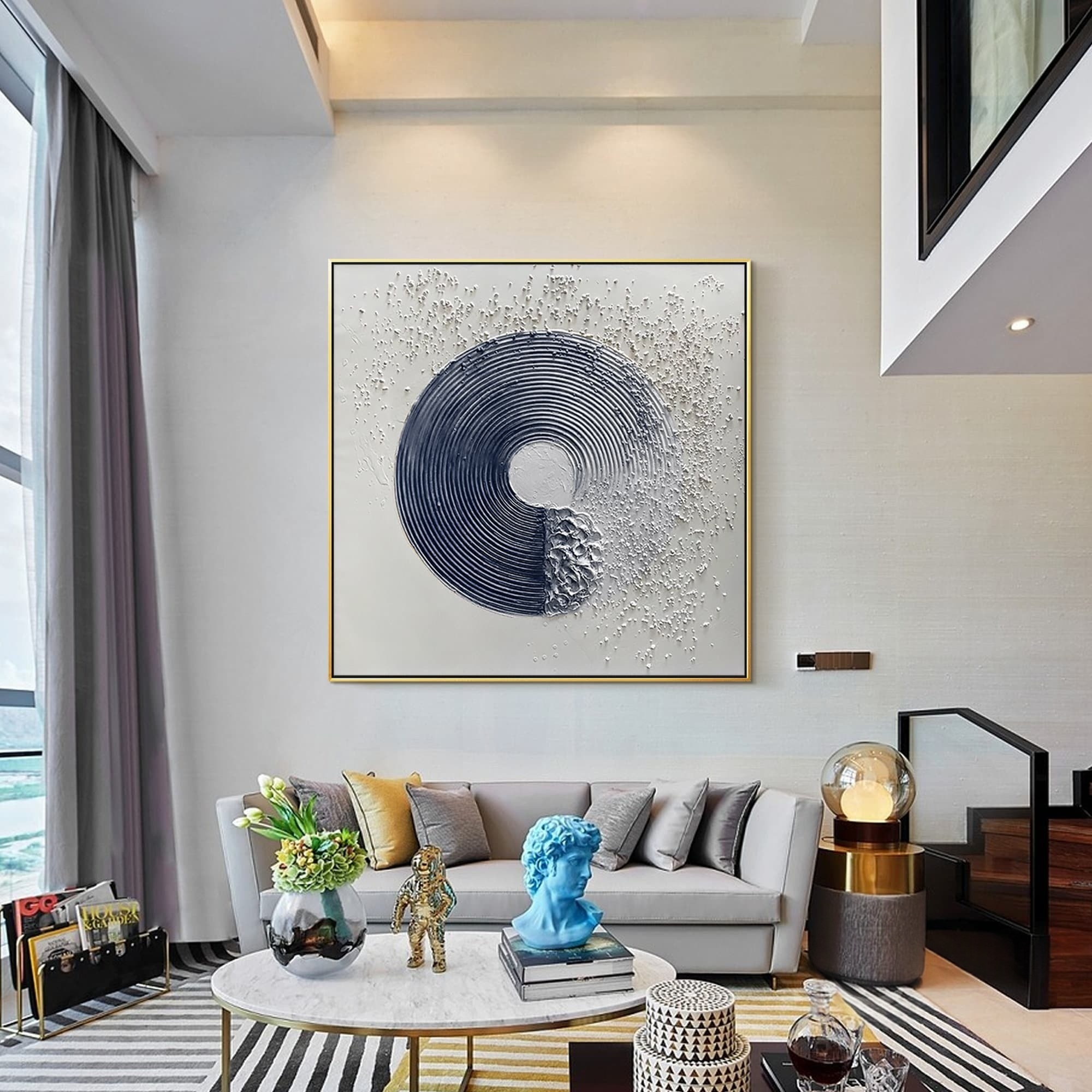 Eclipse Harmony – Modern 3D Textured Circle Wall Art