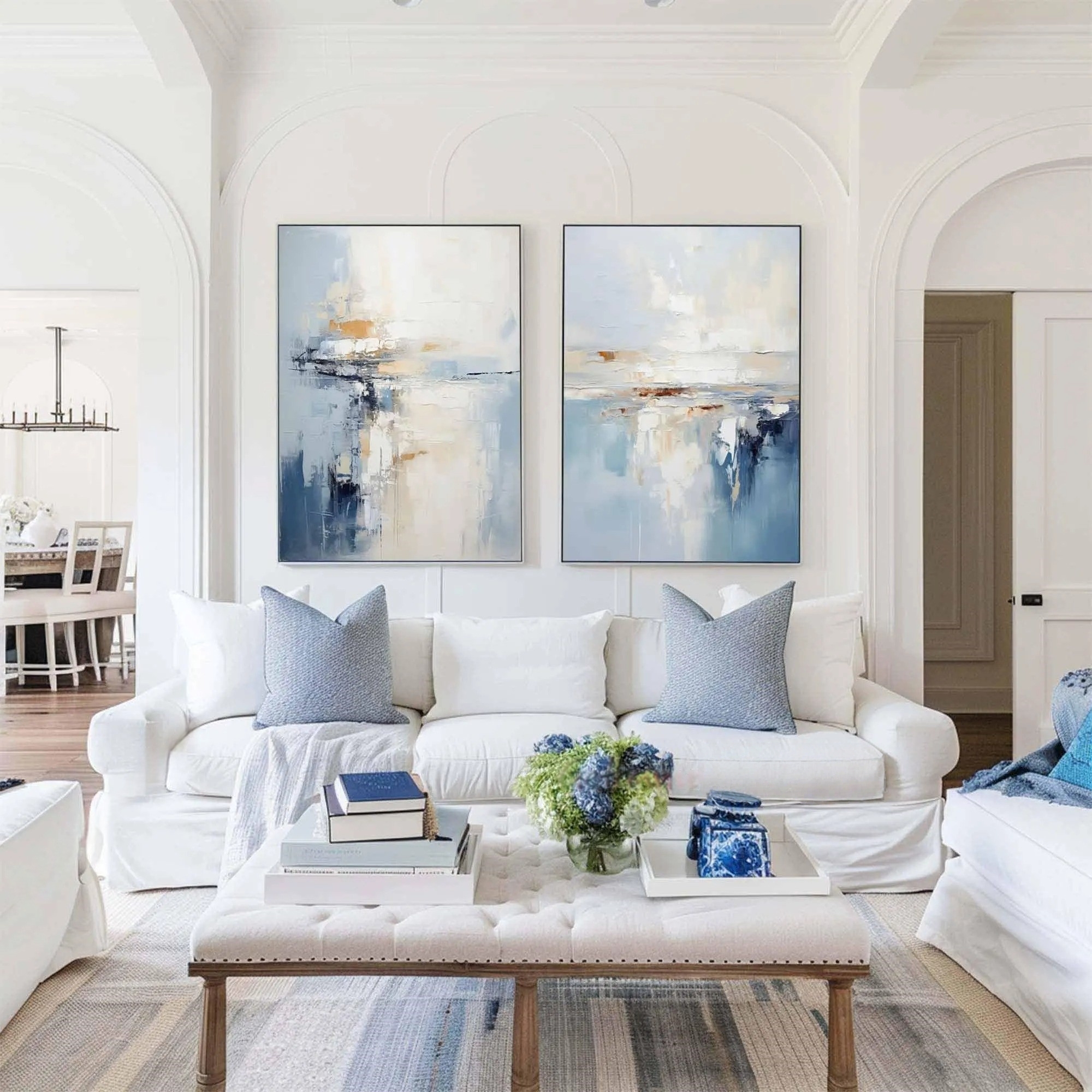 Coastal Reflection – Modern Abstract Seascape Diptych