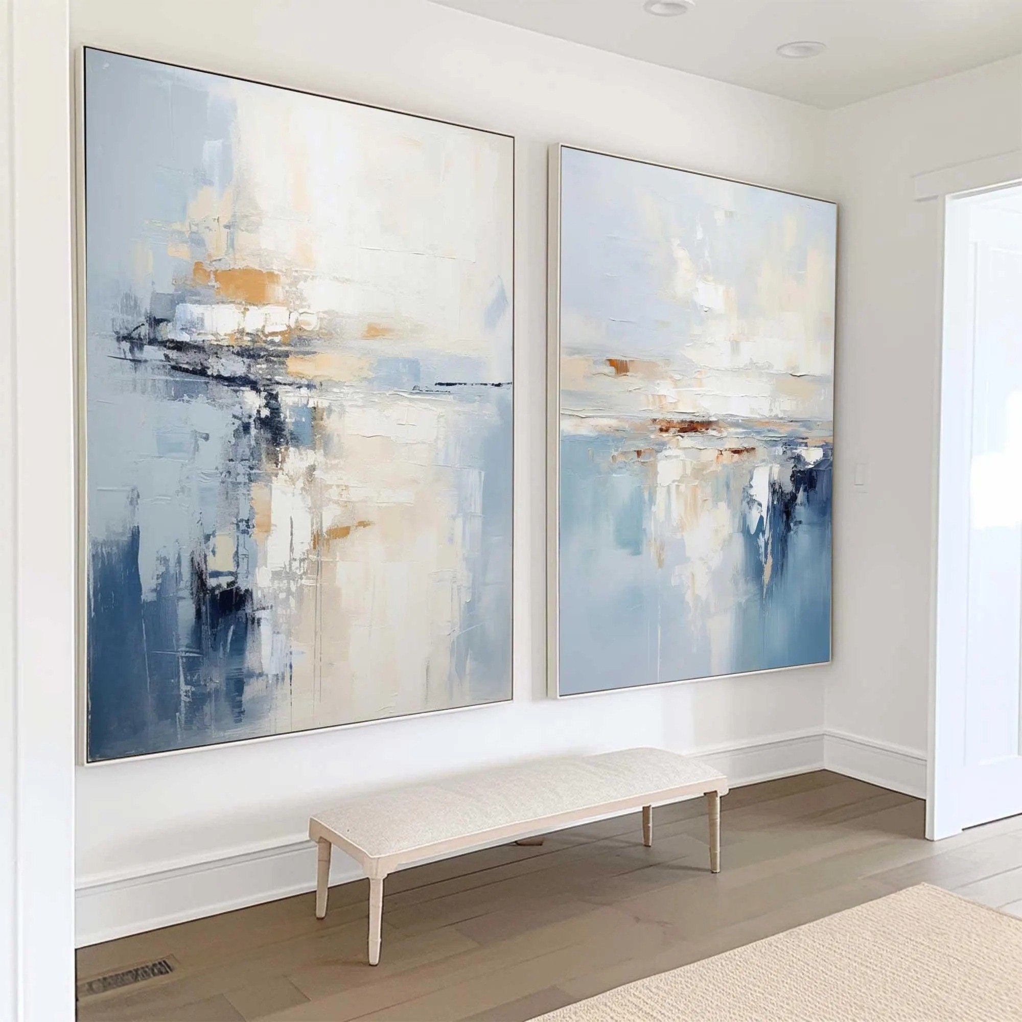 Coastal Reflection – Modern Abstract Seascape Diptych