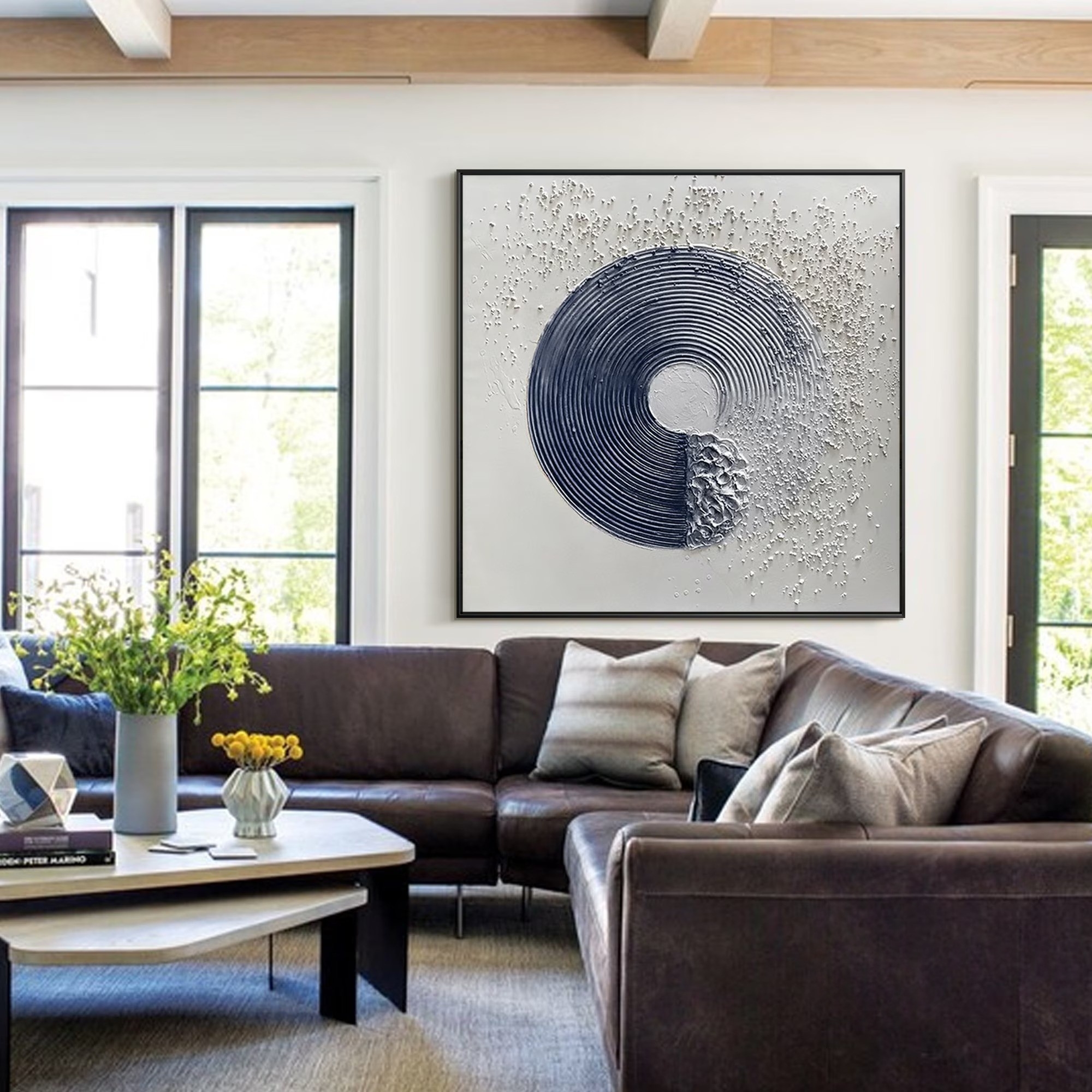 Eclipse Harmony – Modern 3D Textured Circle Wall Art