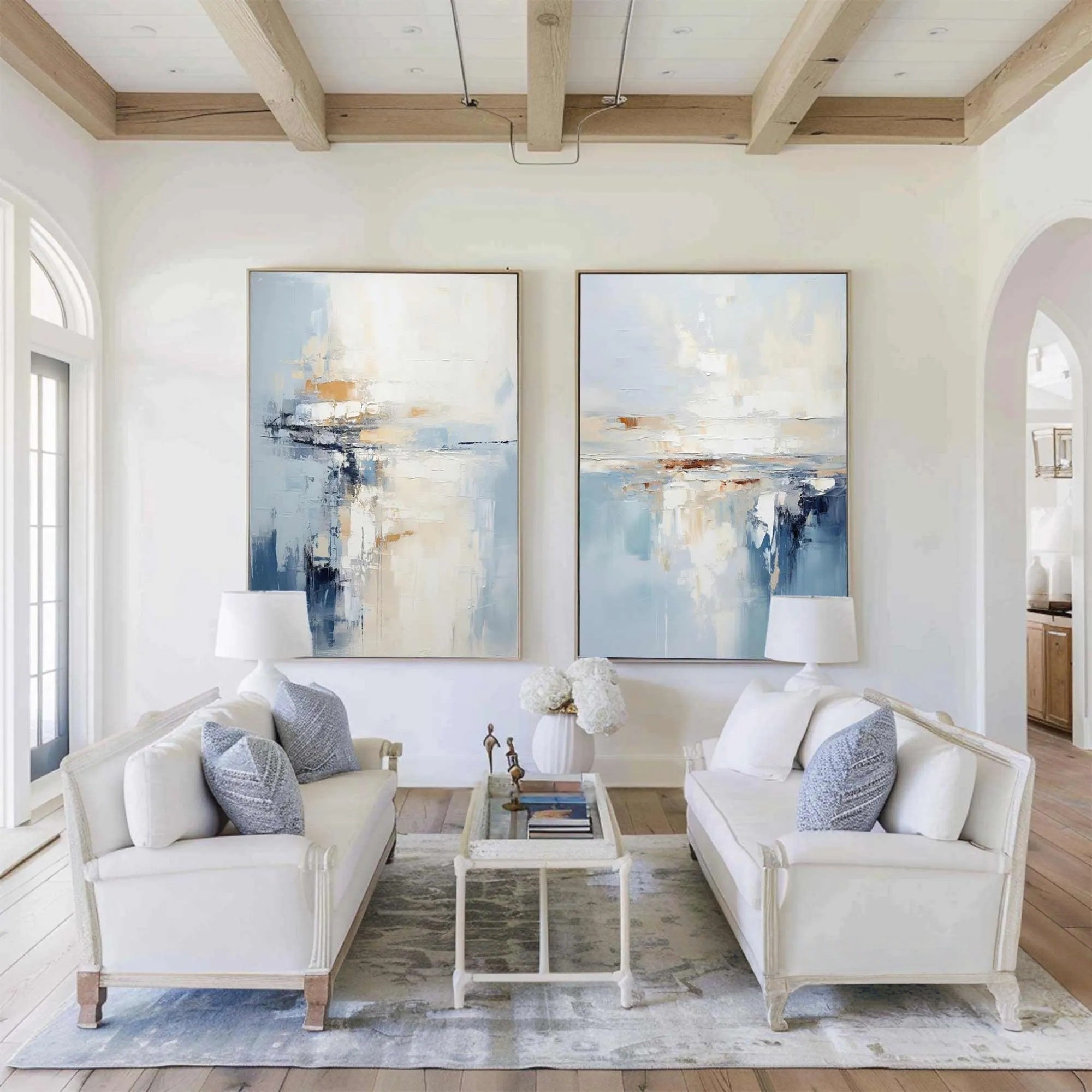 Coastal Reflection – Modern Abstract Seascape Diptych