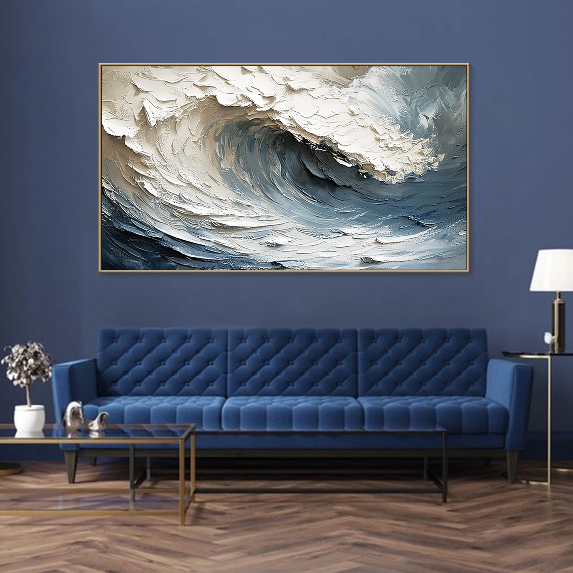 Rolling Waves - Large Textured Abstract Wave Canvas Art Ocean Wall Painting