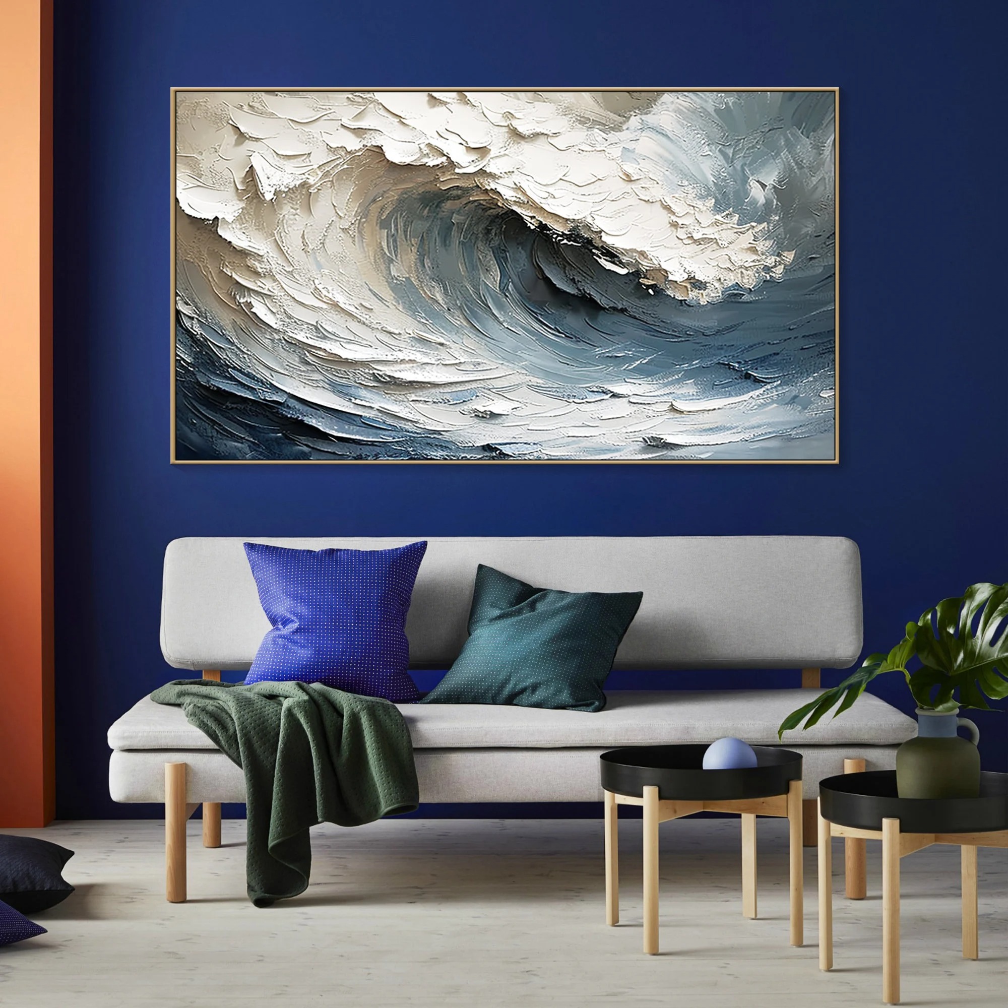 Rolling Waves - Large Textured Abstract Wave Canvas Art Ocean Wall Painting