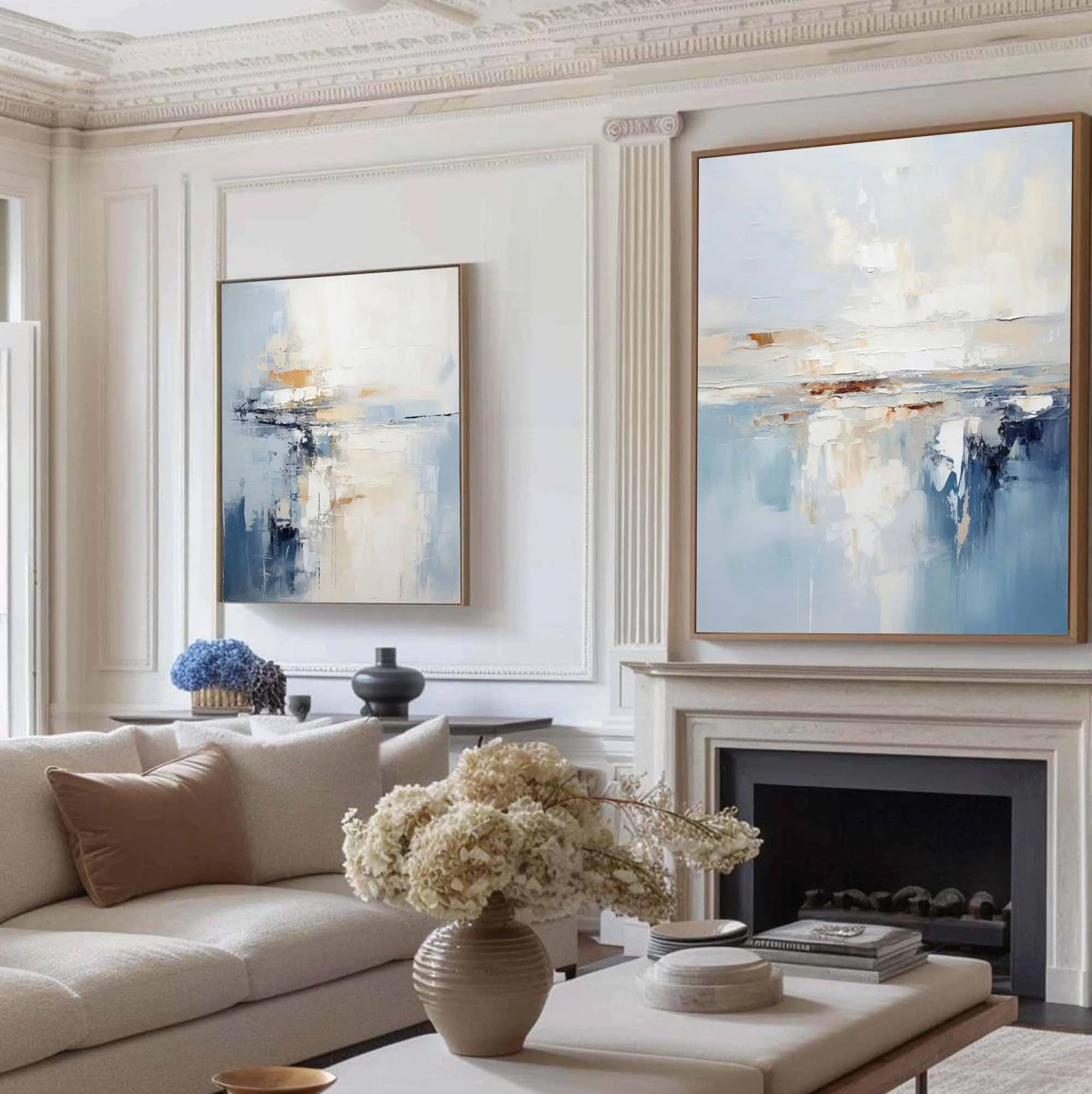 Coastal Reflection – Modern Abstract Seascape Diptych