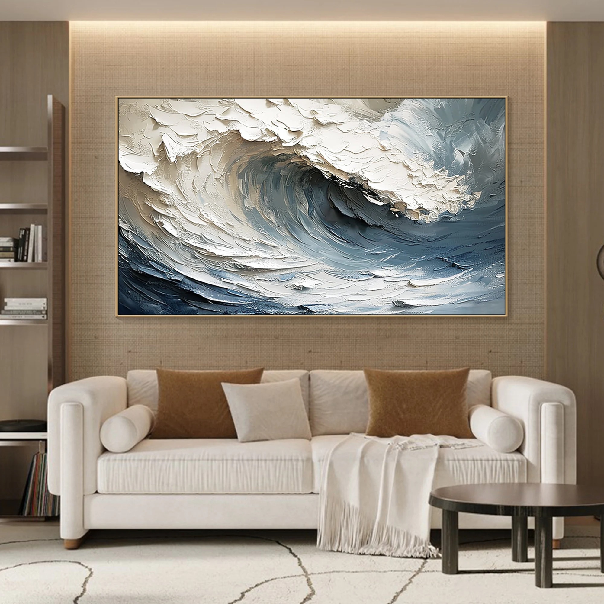 Rolling Waves - Large Textured Abstract Wave Canvas Art Ocean Wall Painting